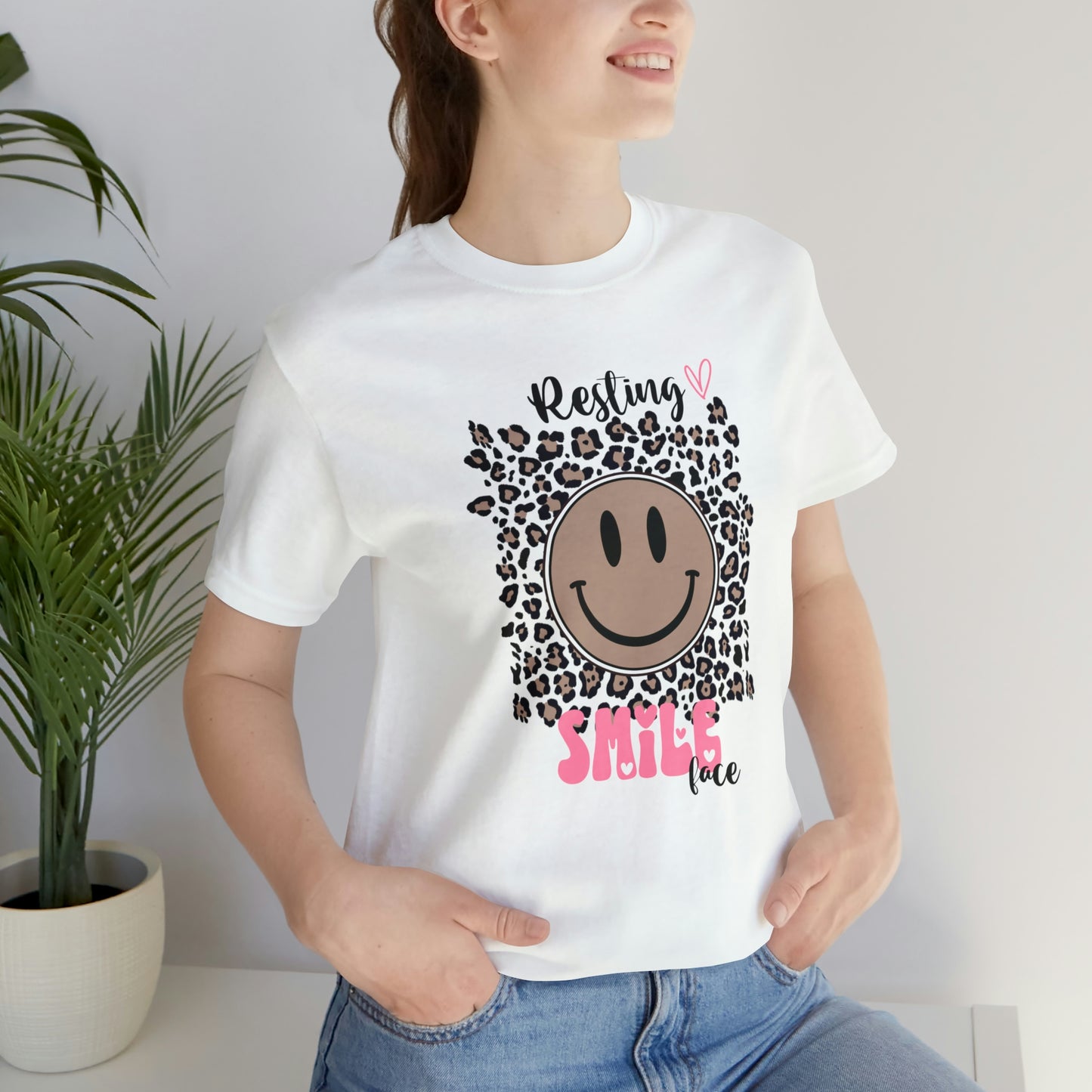 Resting Smile Face Print Jersey Short Sleeve Tee