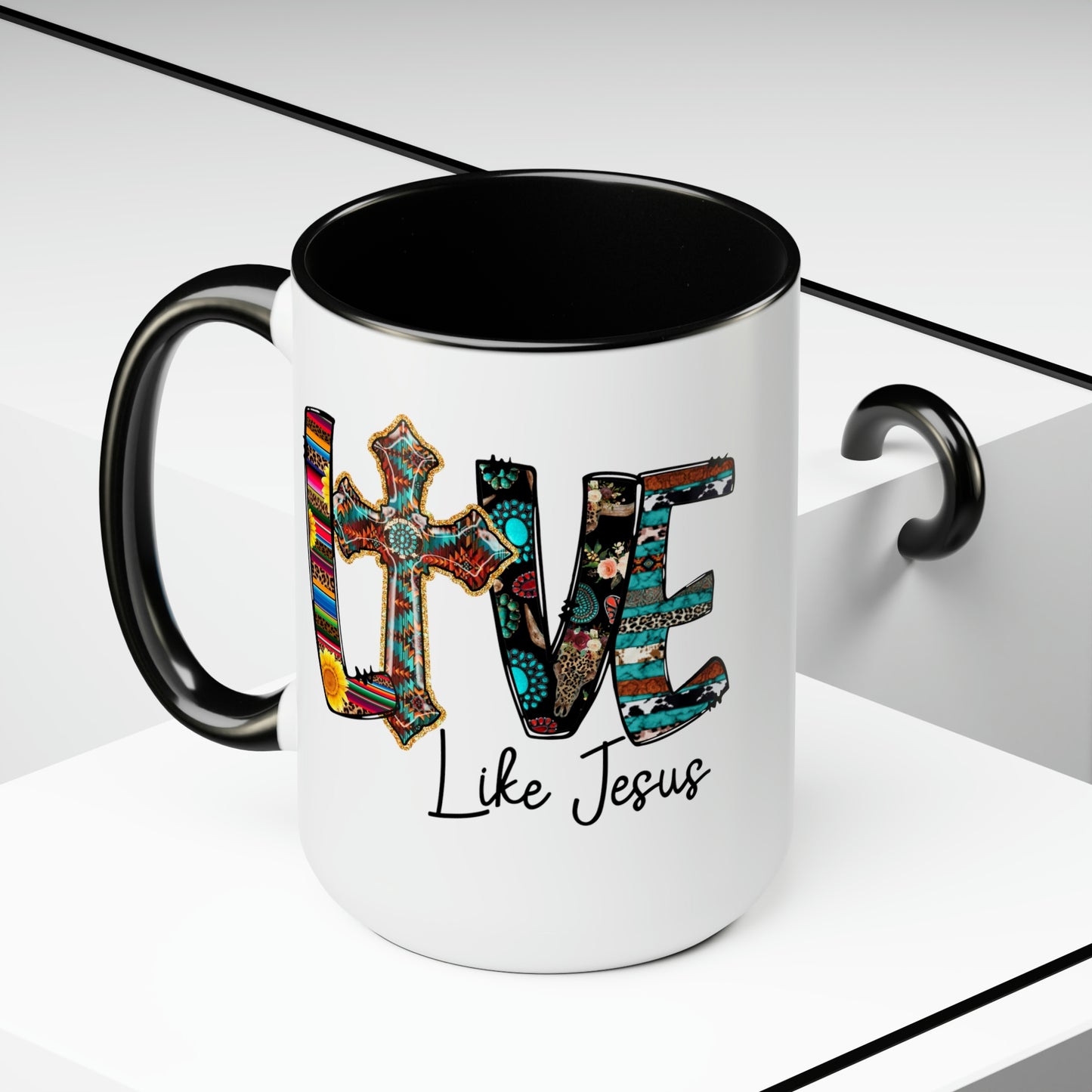 Live Like Jesus Two-Tone Coffee Mugs, 15oz