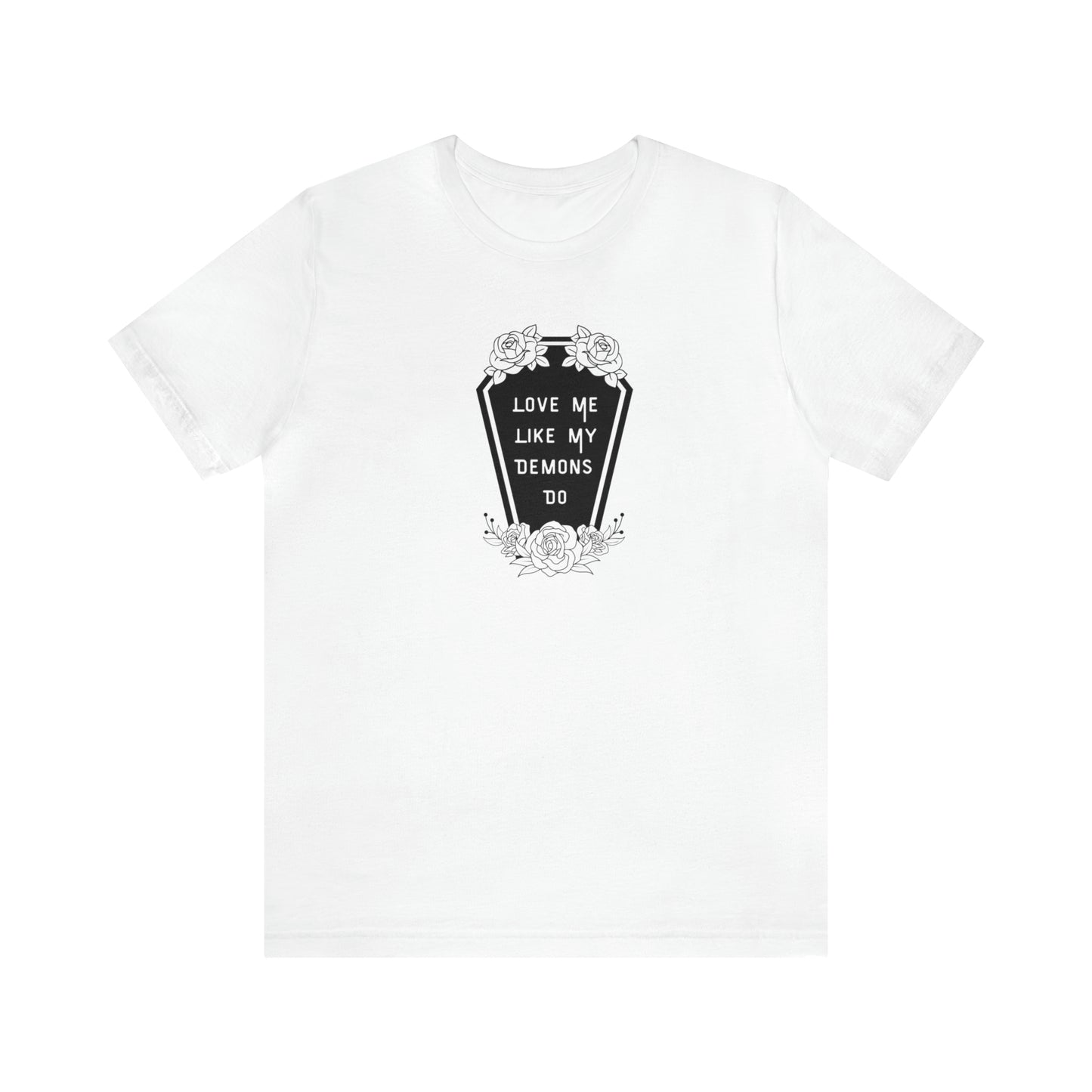 Love Me Like My Demons Do Print Jersey Short Sleeve Tee