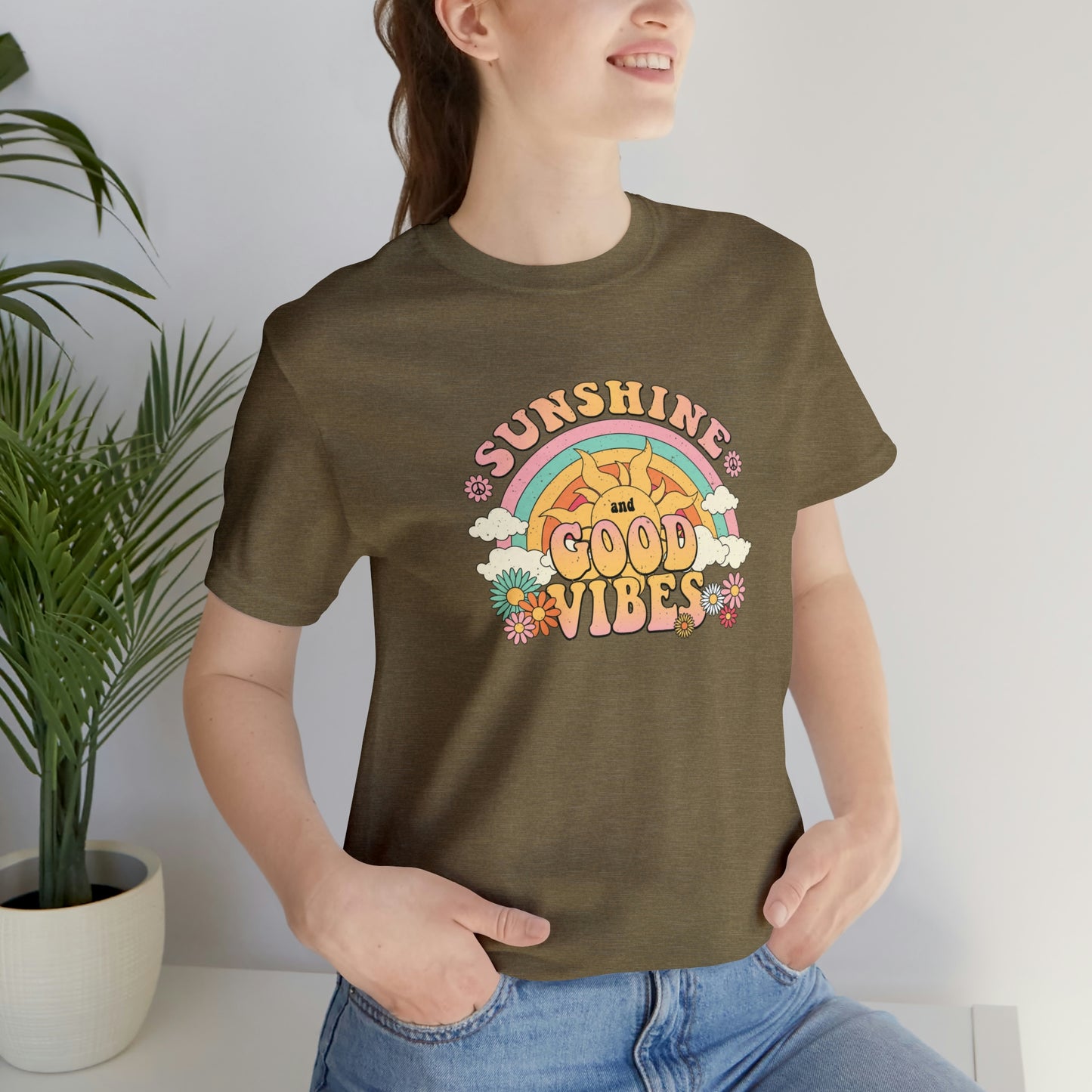 Sunshine and Good Vibe's Print, Jersey Short Sleeve Tee