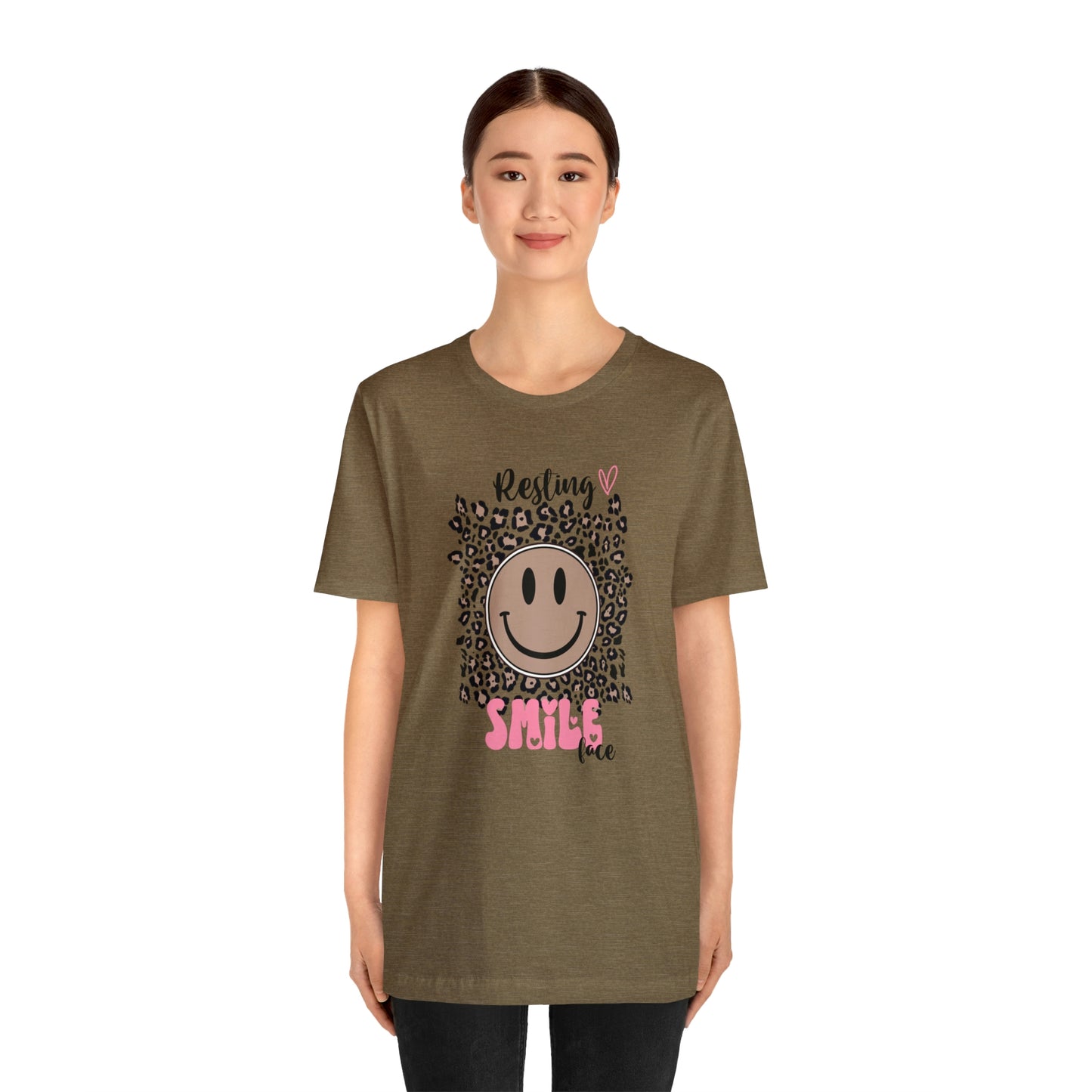 Resting Smile Face Print Jersey Short Sleeve Tee