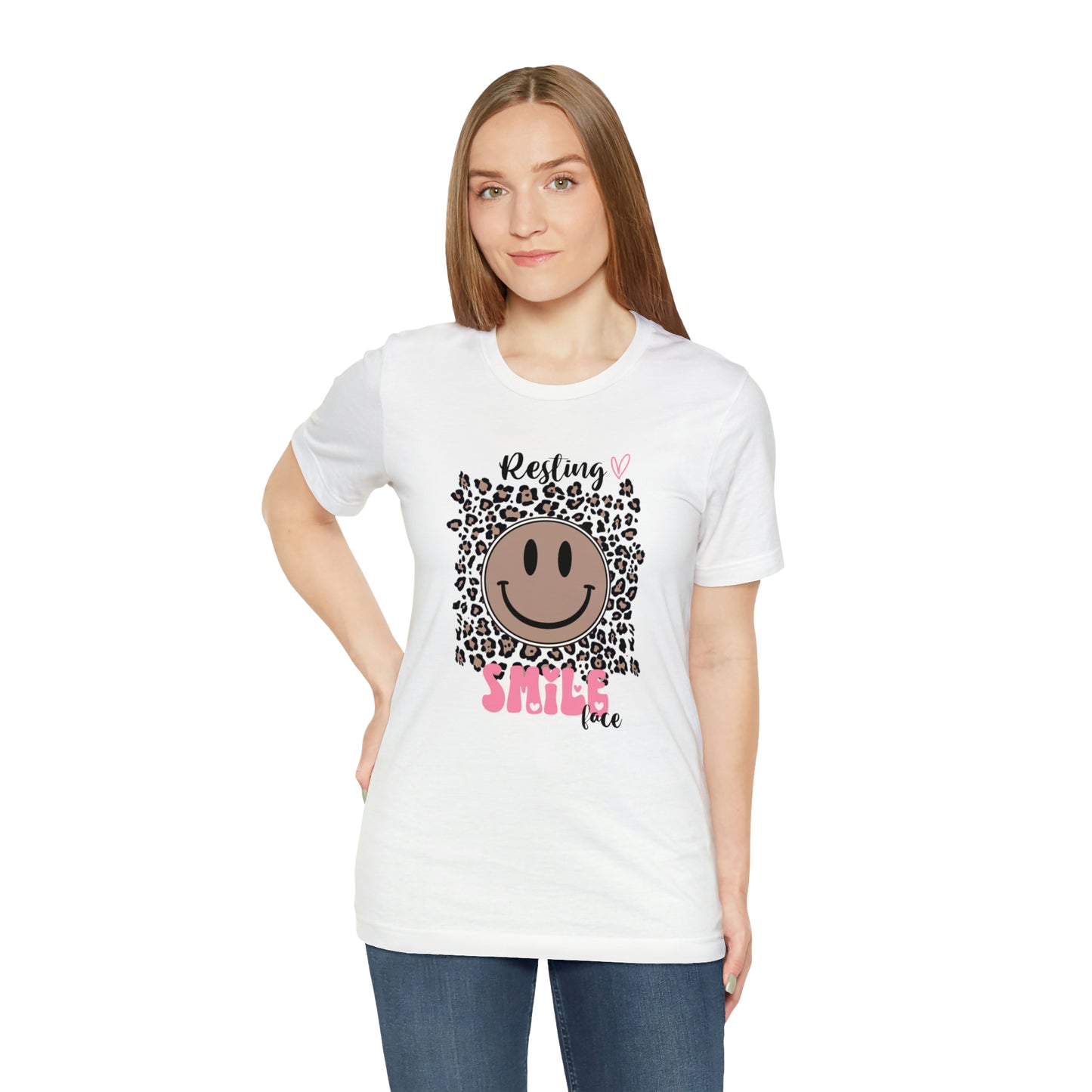 Resting Smile Face Print Jersey Short Sleeve Tee