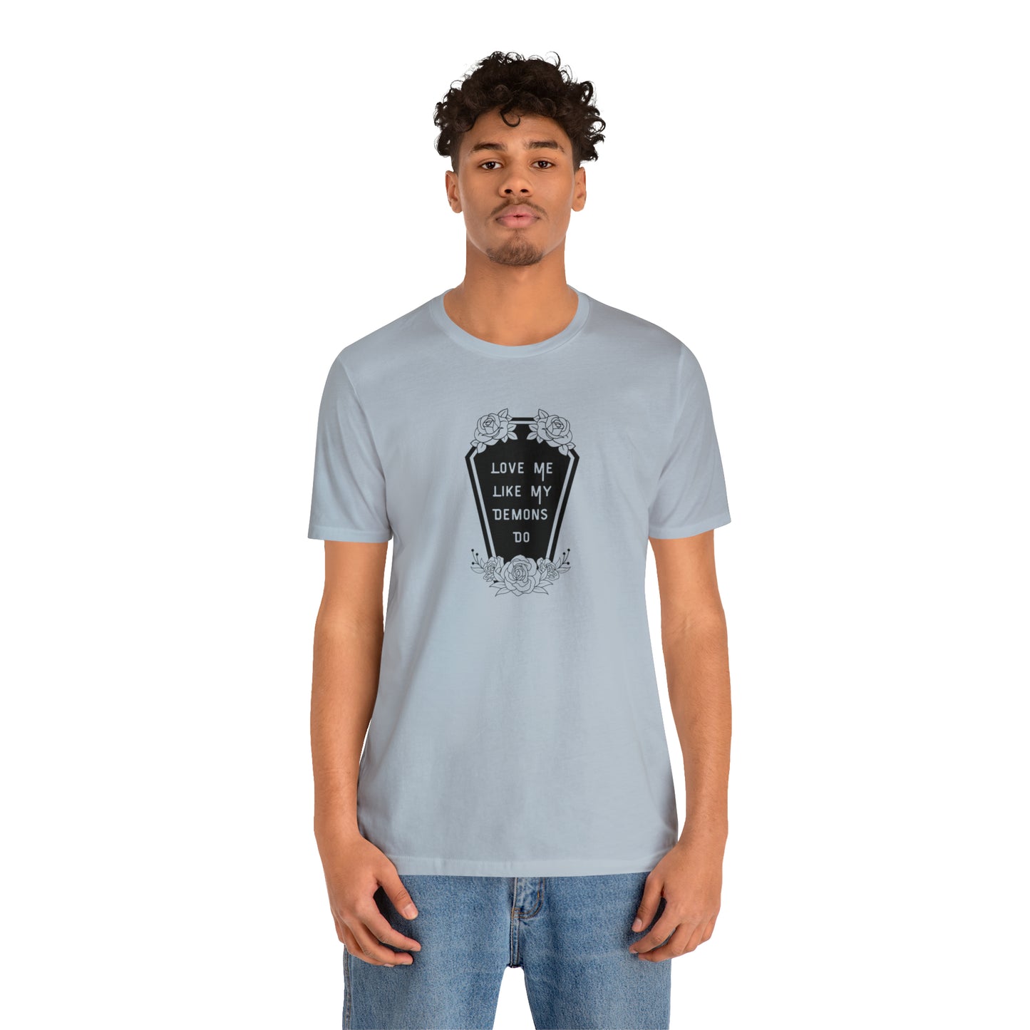 Love Me Like My Demons Do Print Jersey Short Sleeve Tee