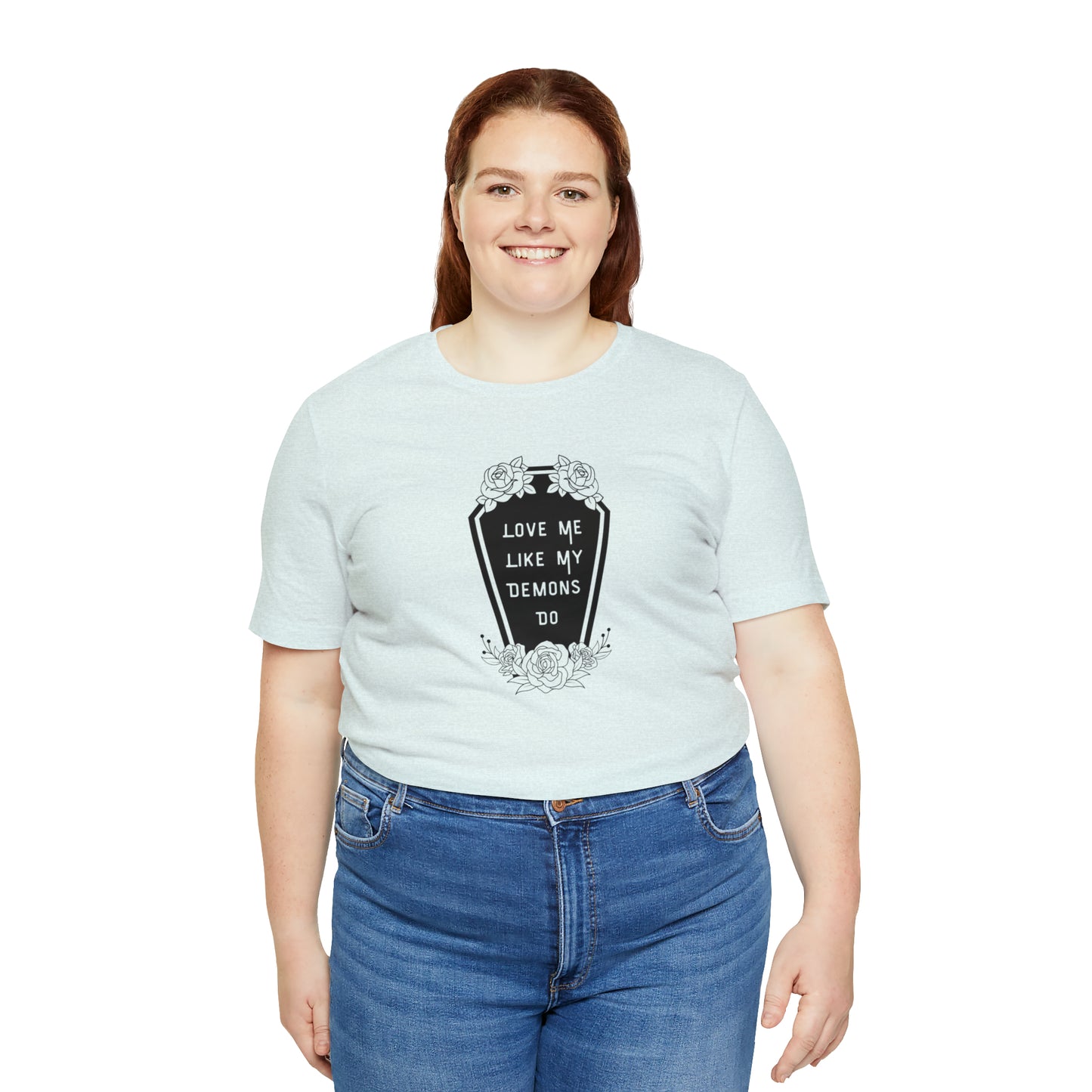 Love Me Like My Demons Do Print Jersey Short Sleeve Tee