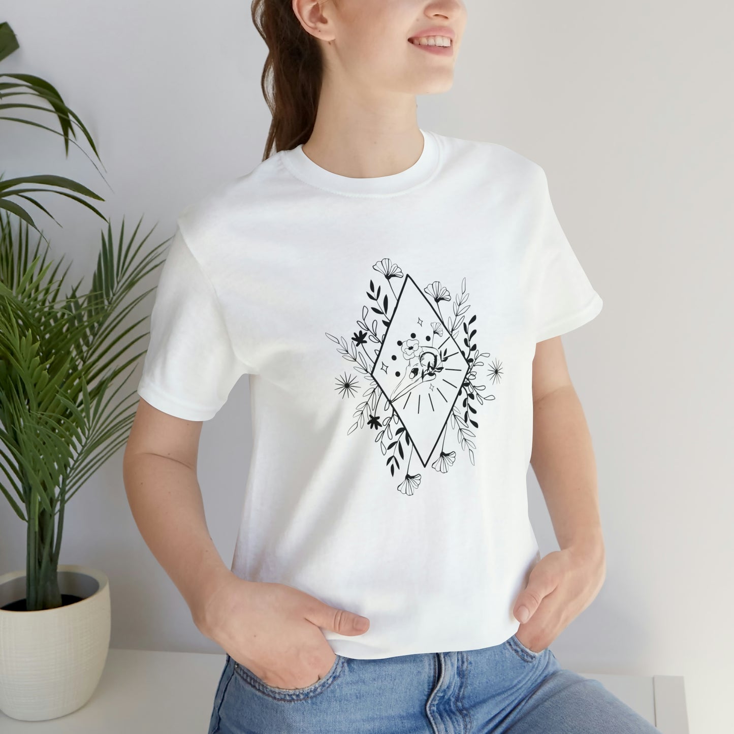 Bird Skull Print Jersey Short Sleeve Tee