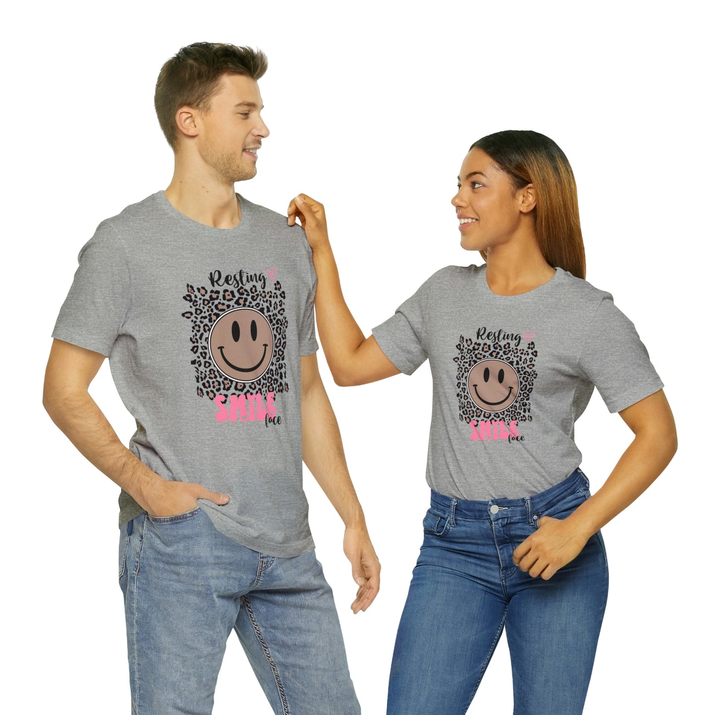 Resting Smile Face Print Jersey Short Sleeve Tee