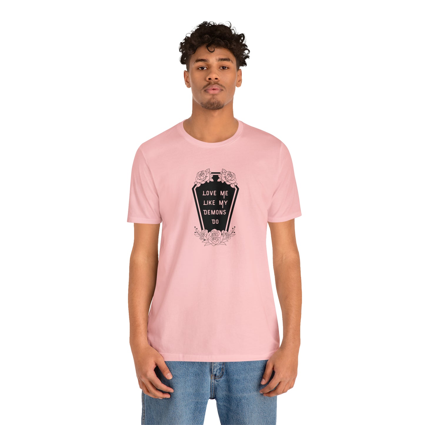 Love Me Like My Demons Do Print Jersey Short Sleeve Tee