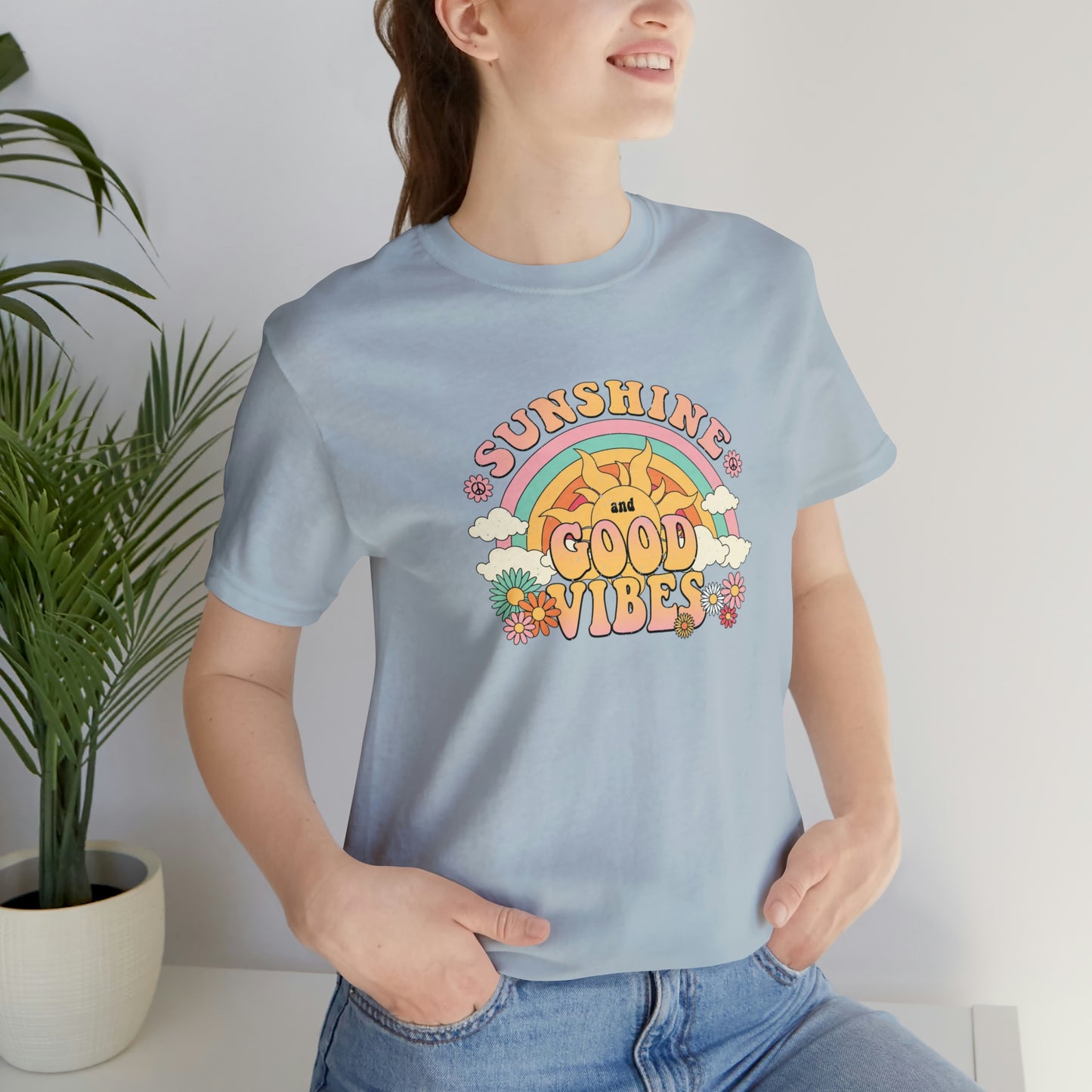 Sunshine and Good Vibe's Print, Jersey Short Sleeve Tee