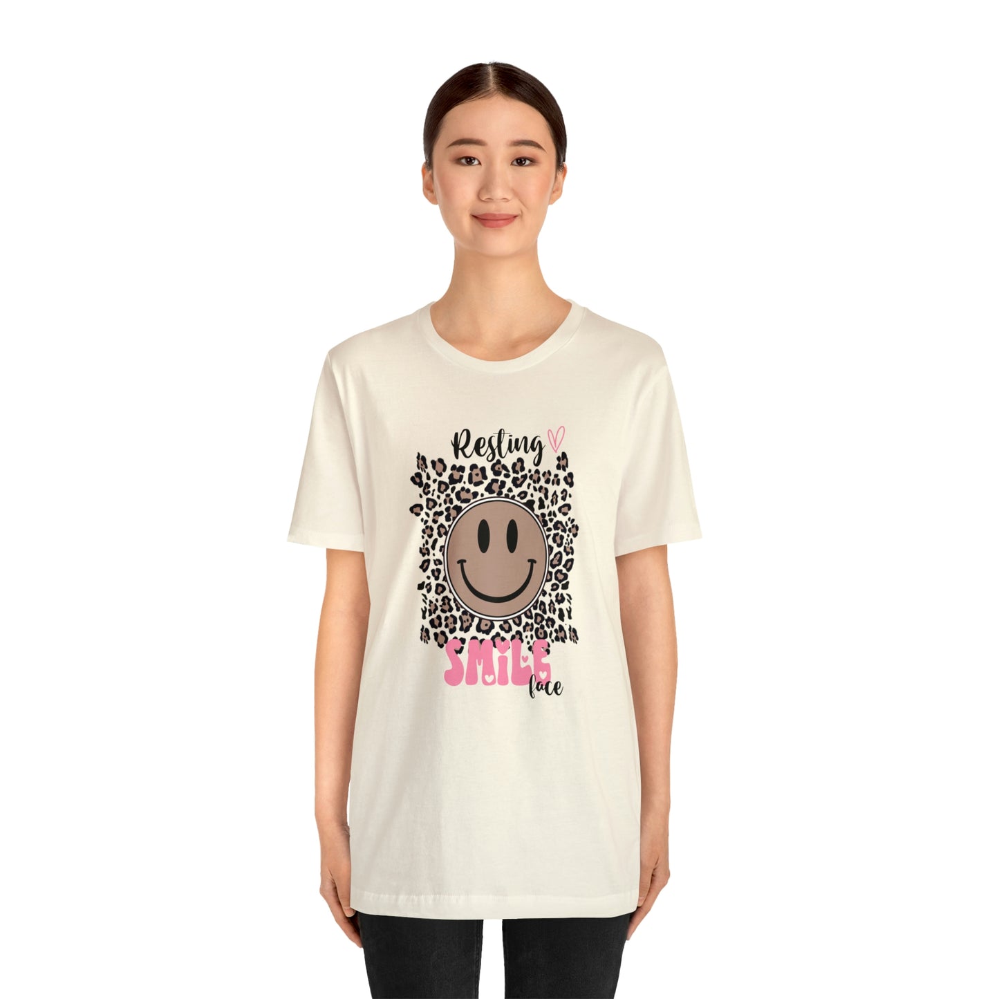 Resting Smile Face Print Jersey Short Sleeve Tee