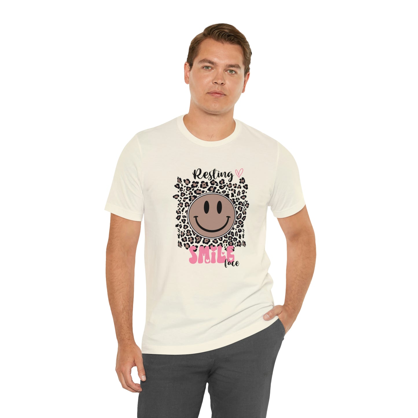 Resting Smile Face Print Jersey Short Sleeve Tee