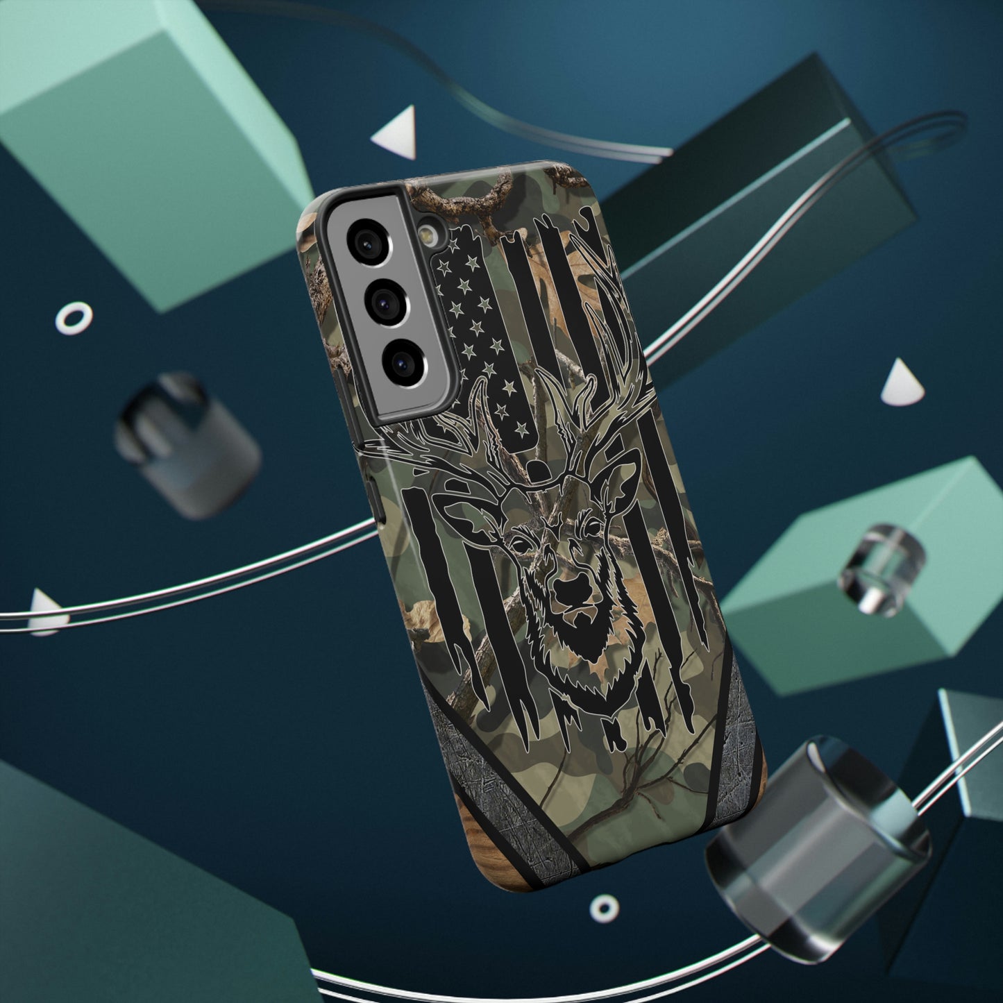 American Flag Deer Print Impact-Resistant Cases