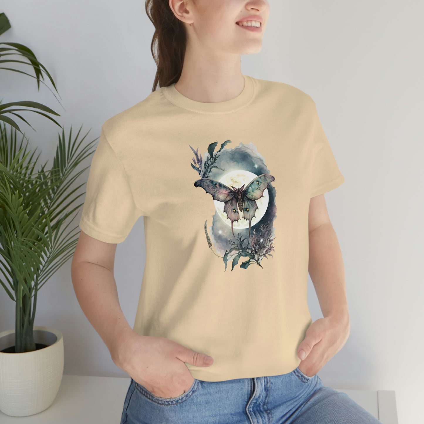 Moth Moonlight Print, Jersey Short Sleeve Tee