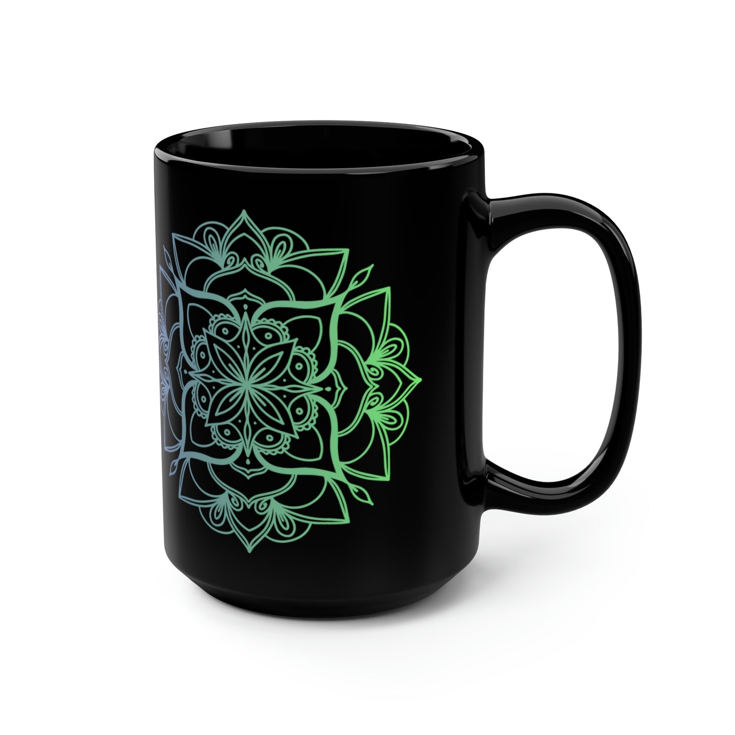 Blue/Black Geometric Black Mug, 15oz