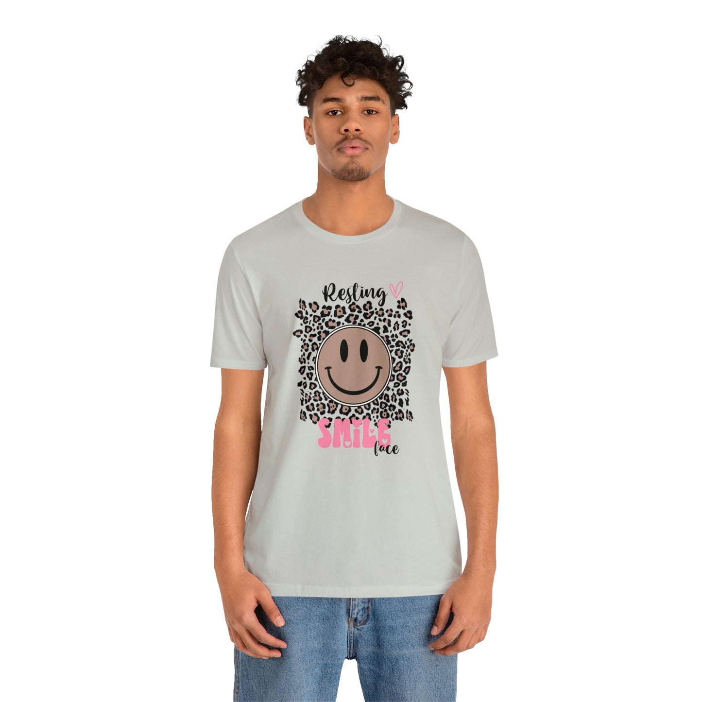 Resting Smile Face Print Jersey Short Sleeve Tee