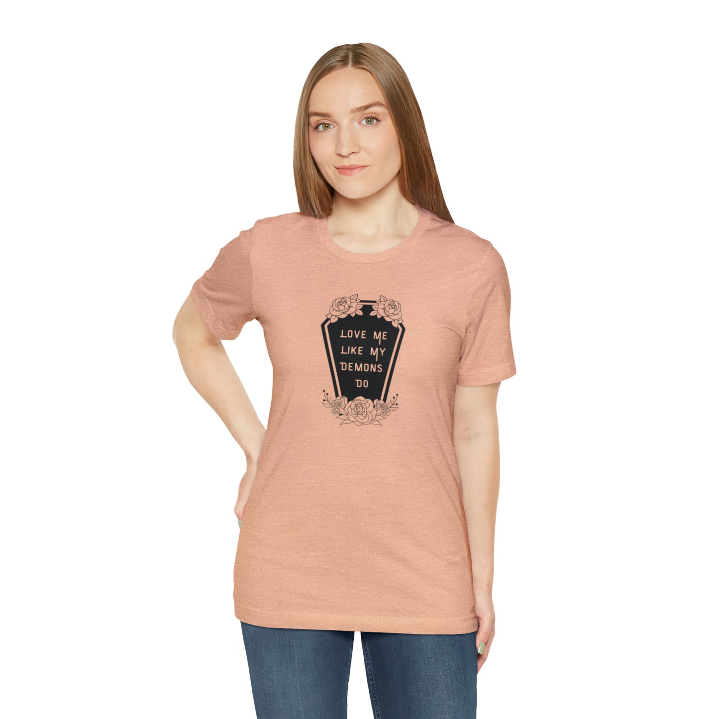 Love Me Like My Demons Do Print Jersey Short Sleeve Tee