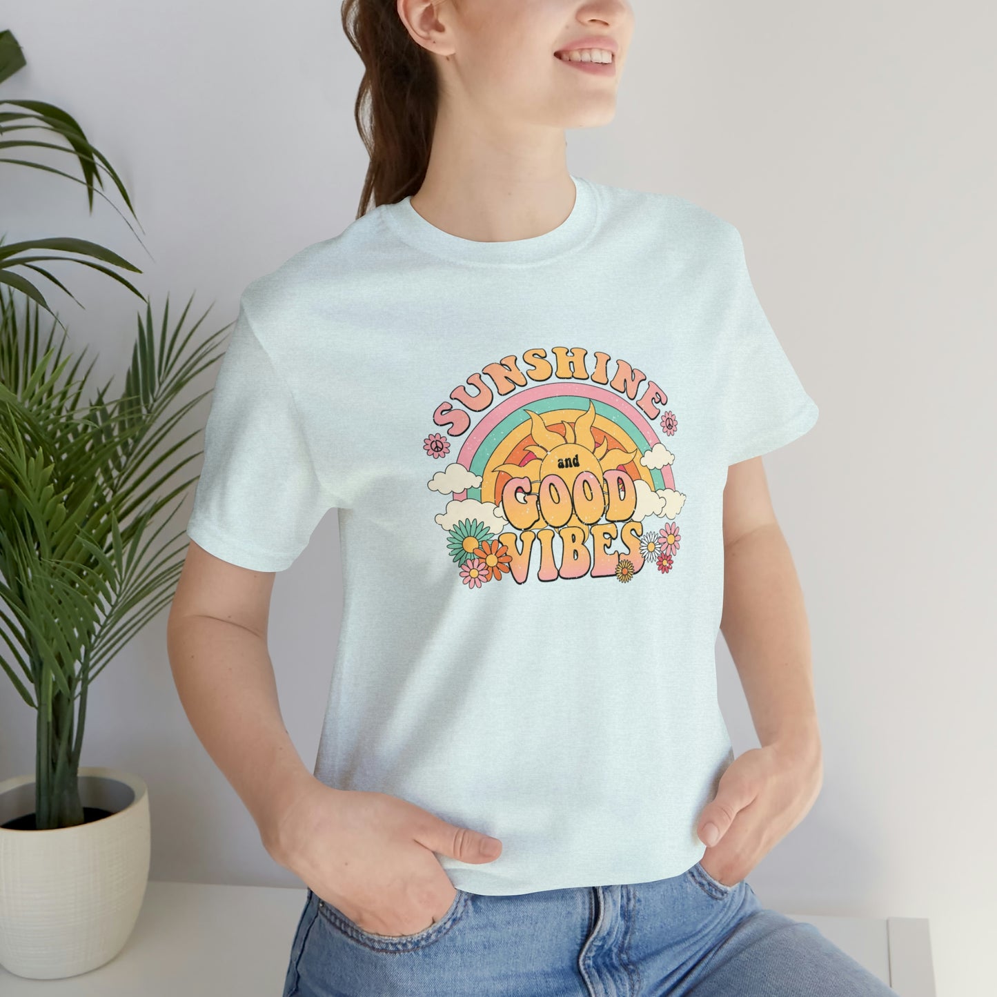 Sunshine and Good Vibe's Print, Jersey Short Sleeve Tee