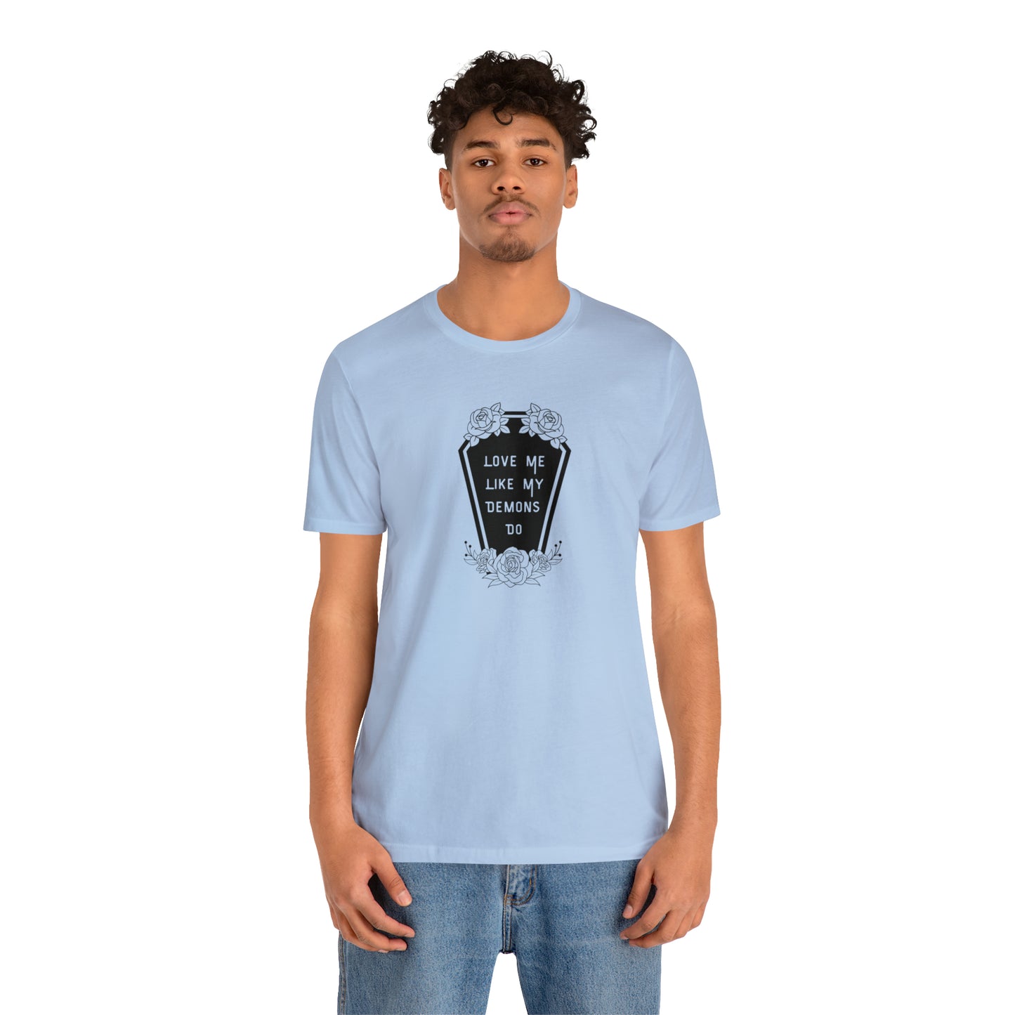 Love Me Like My Demons Do Print Jersey Short Sleeve Tee
