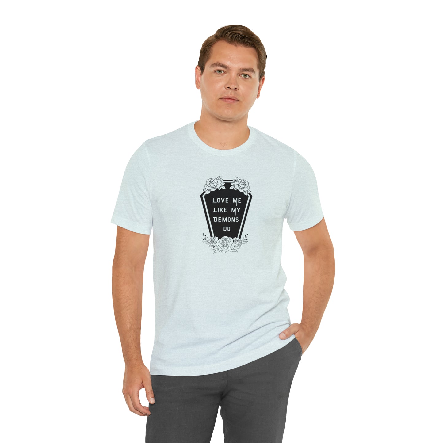 Love Me Like My Demons Do Print Jersey Short Sleeve Tee