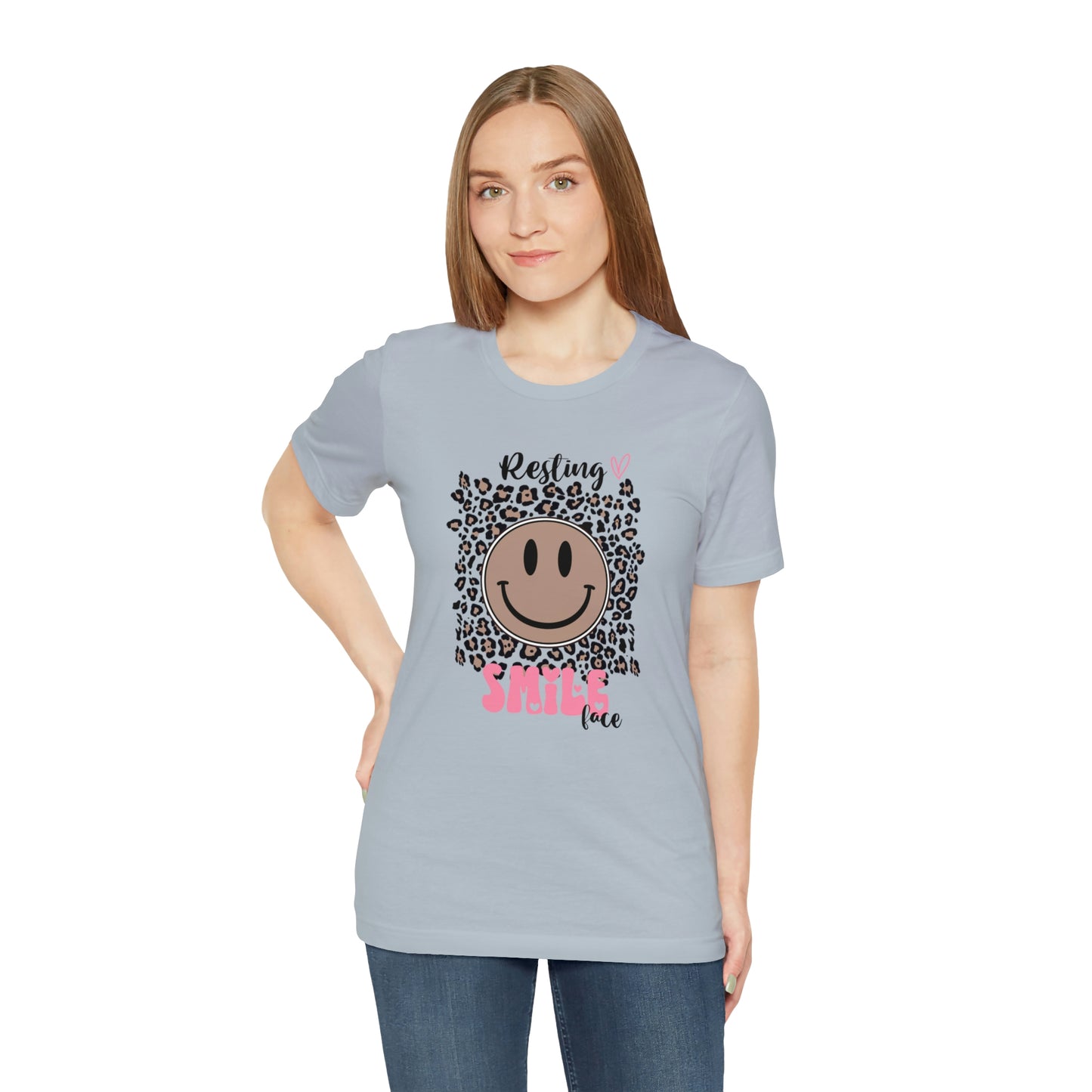 Resting Smile Face Print Jersey Short Sleeve Tee
