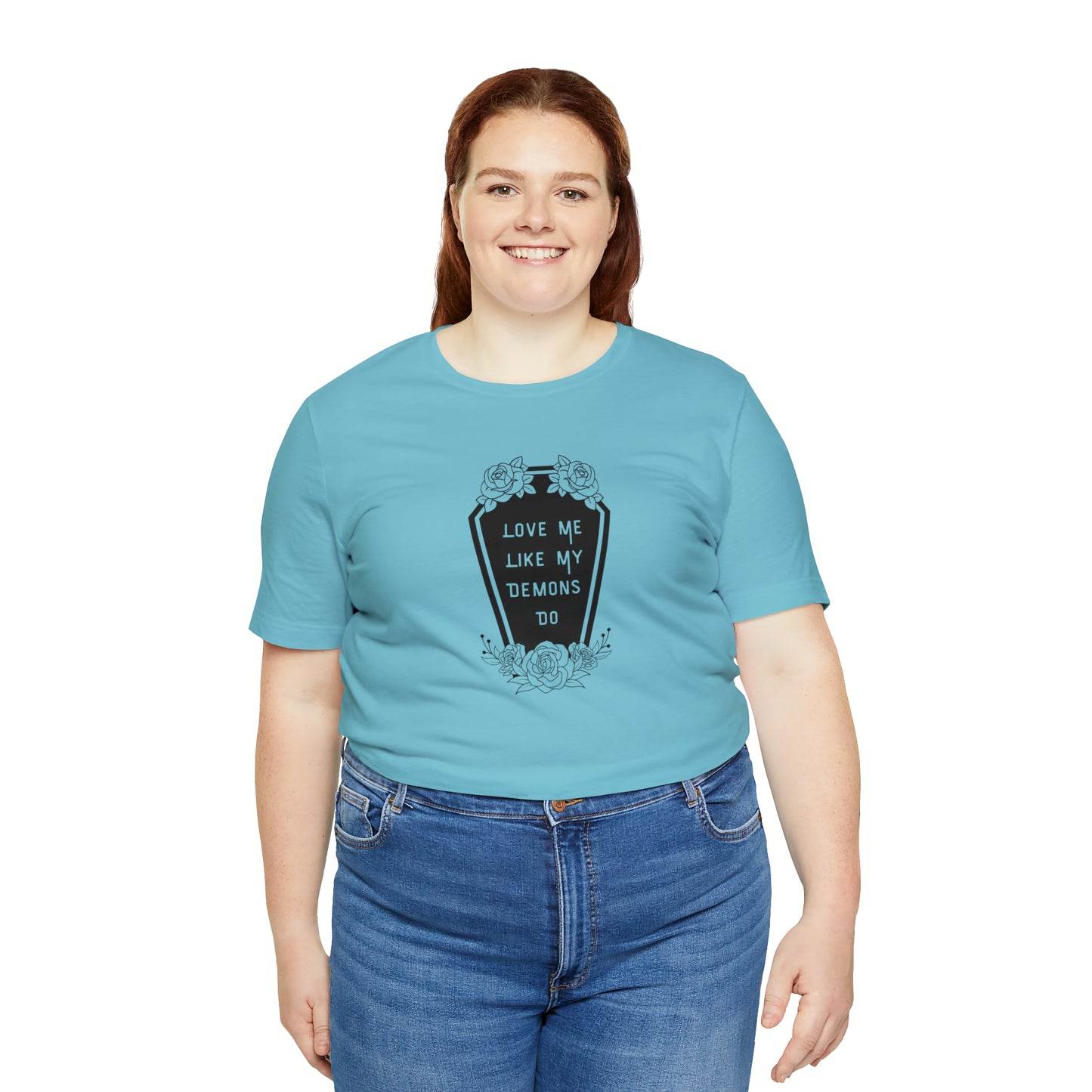 Love Me Like My Demons Do Print Jersey Short Sleeve Tee