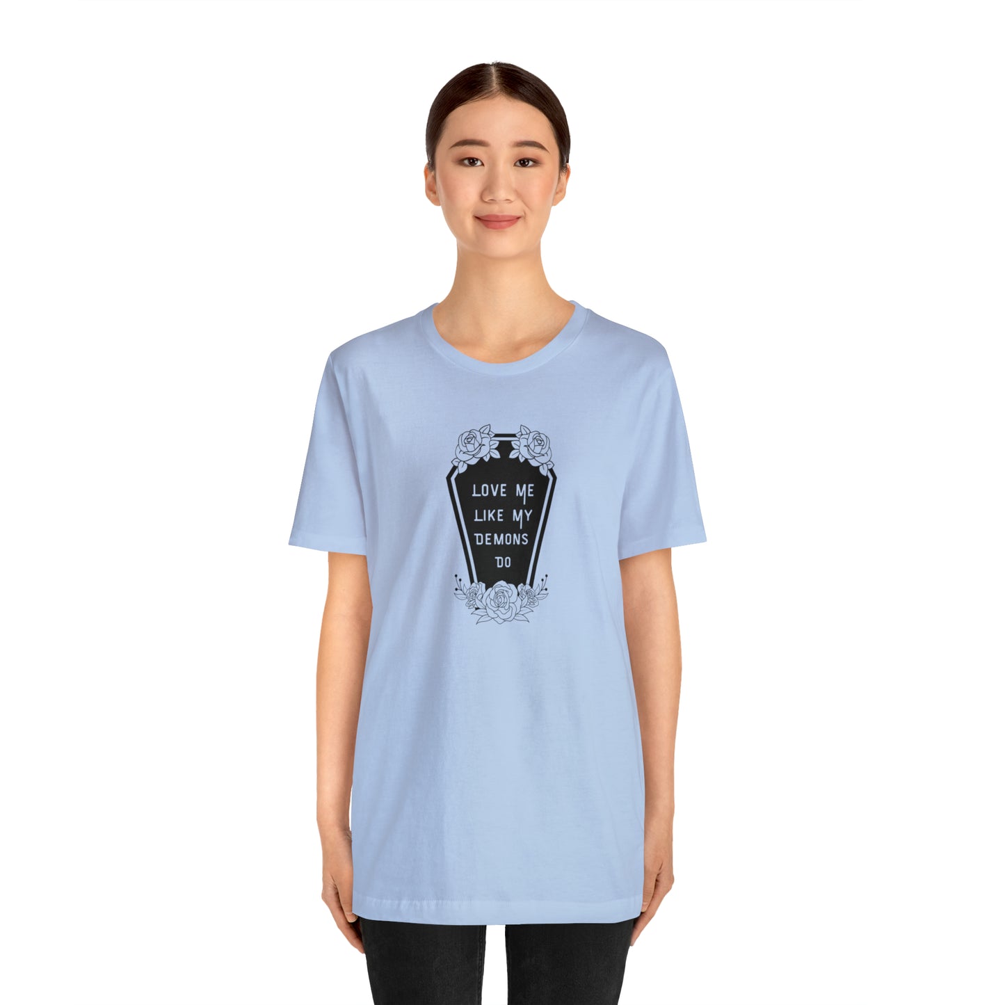 Love Me Like My Demons Do Print Jersey Short Sleeve Tee