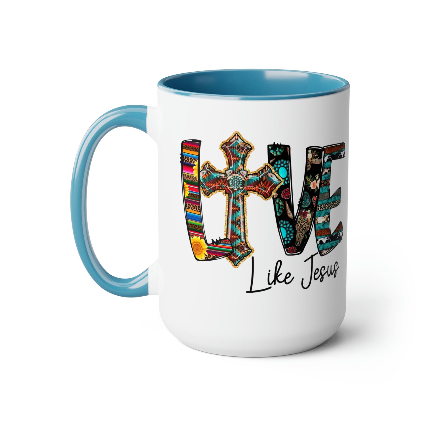 Live Like Jesus Two-Tone Coffee Mugs, 15oz