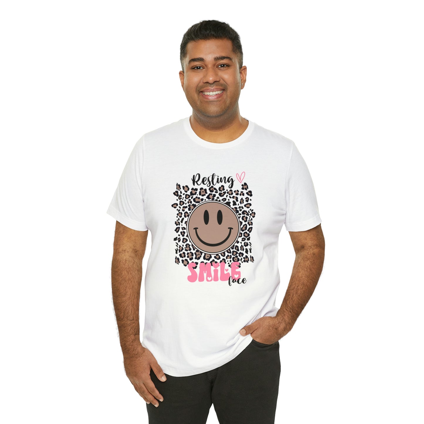 Resting Smile Face Print Jersey Short Sleeve Tee