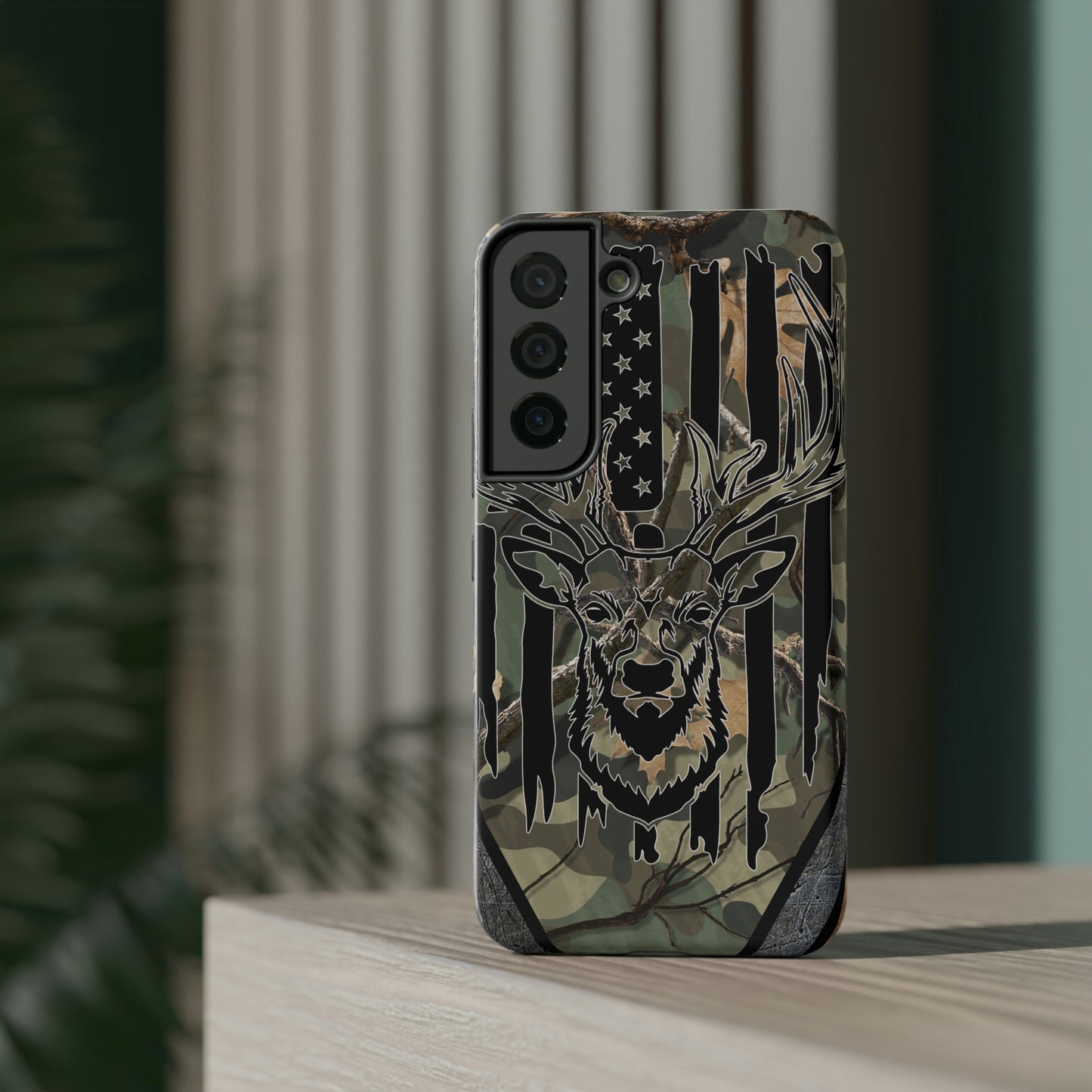 American Flag Deer Print Impact-Resistant Cases