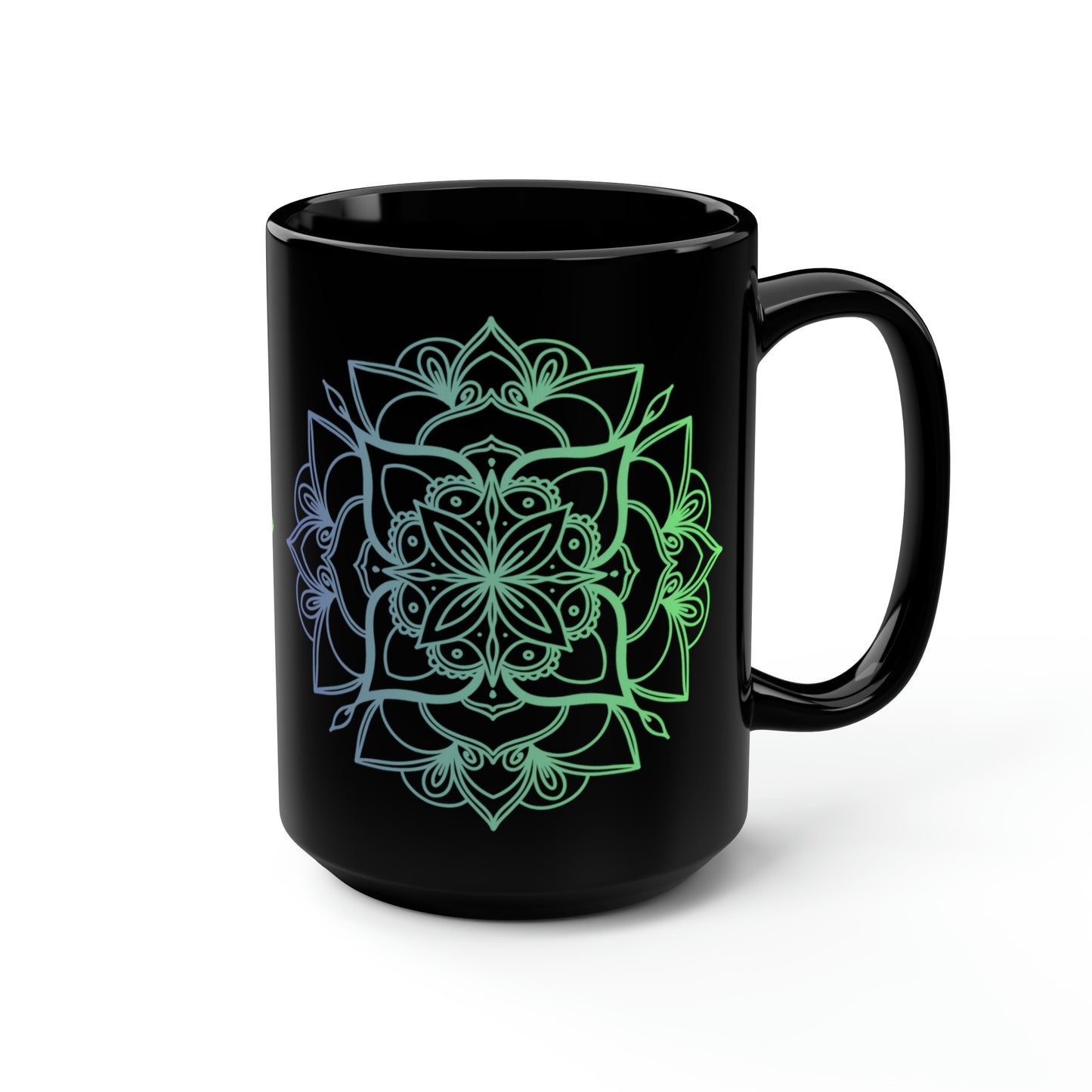 Blue/Black Geometric Black Mug, 15oz