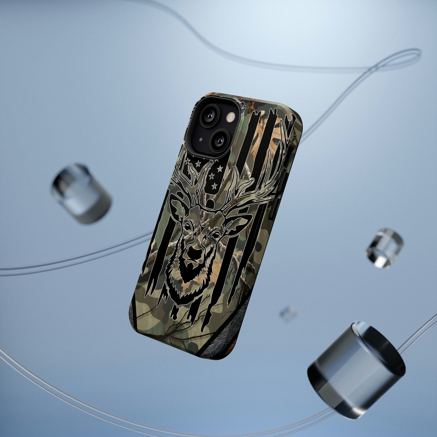 American Flag Deer Print Impact-Resistant Cases