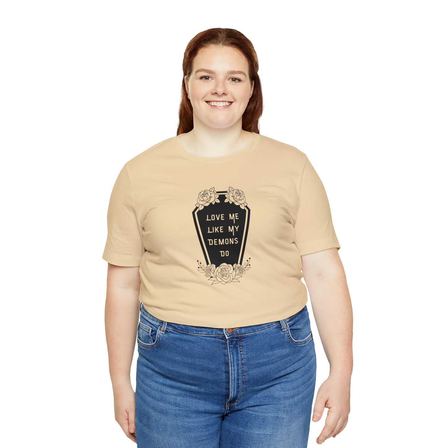 Love Me Like My Demons Do Print Jersey Short Sleeve Tee
