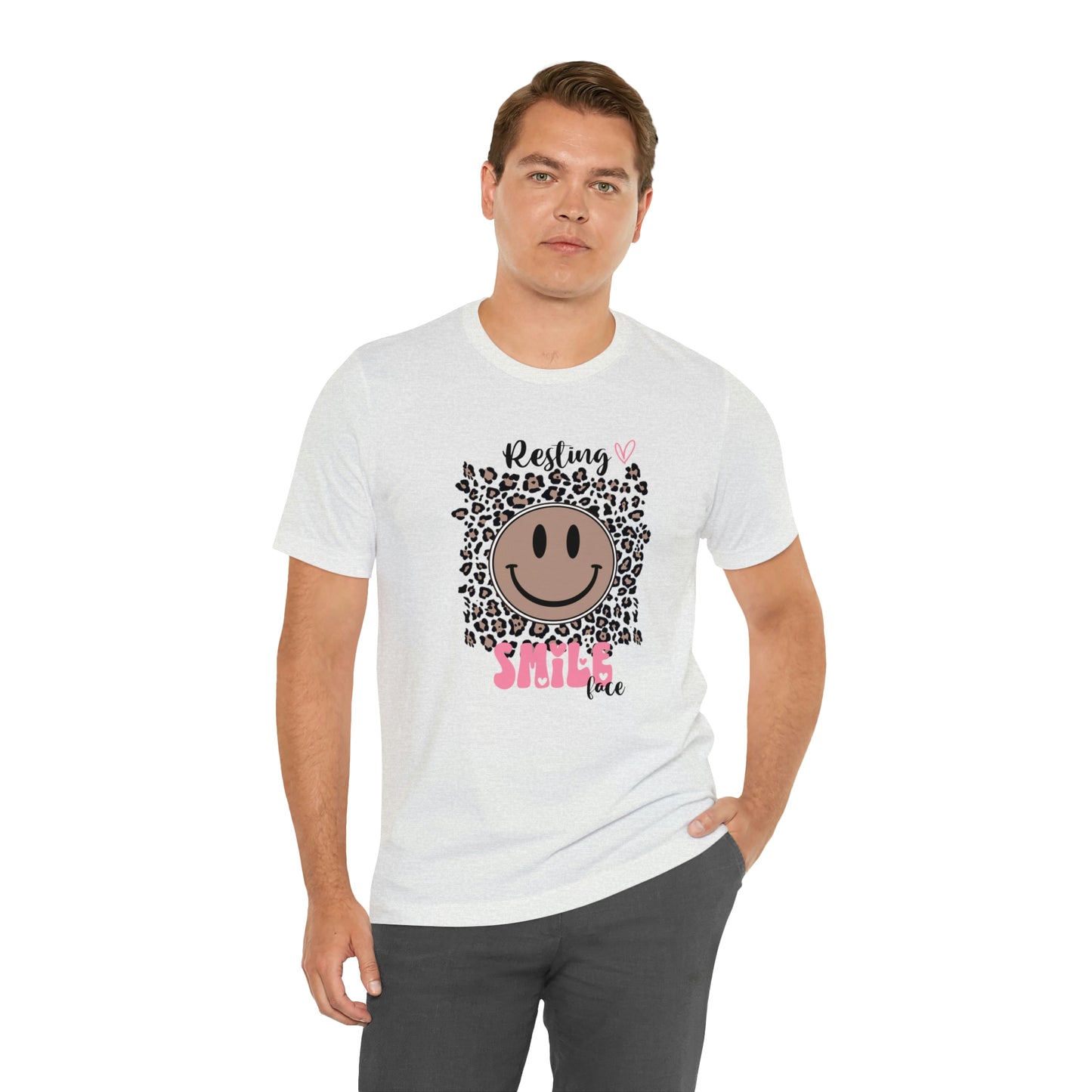 Resting Smile Face Print Jersey Short Sleeve Tee