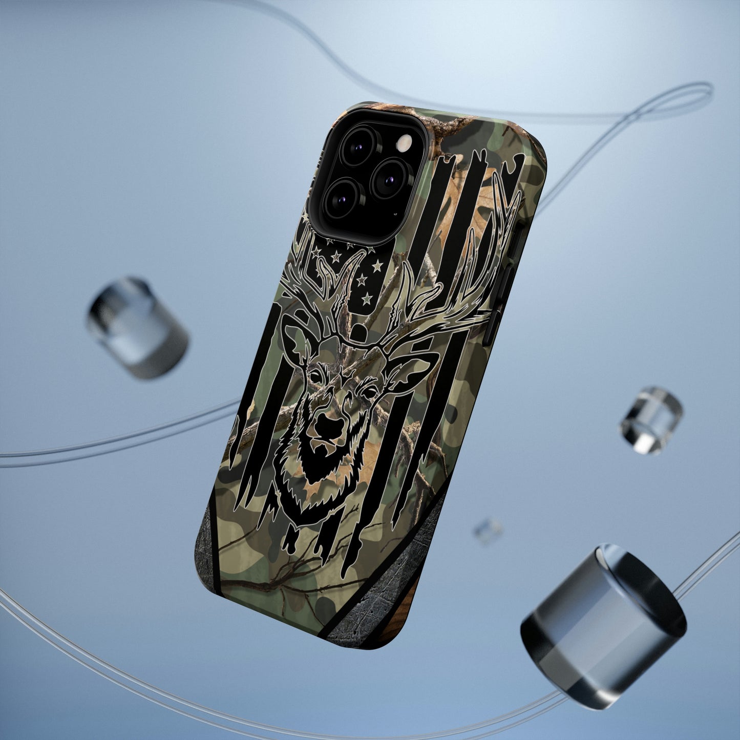 American Flag Deer Print Impact-Resistant Cases