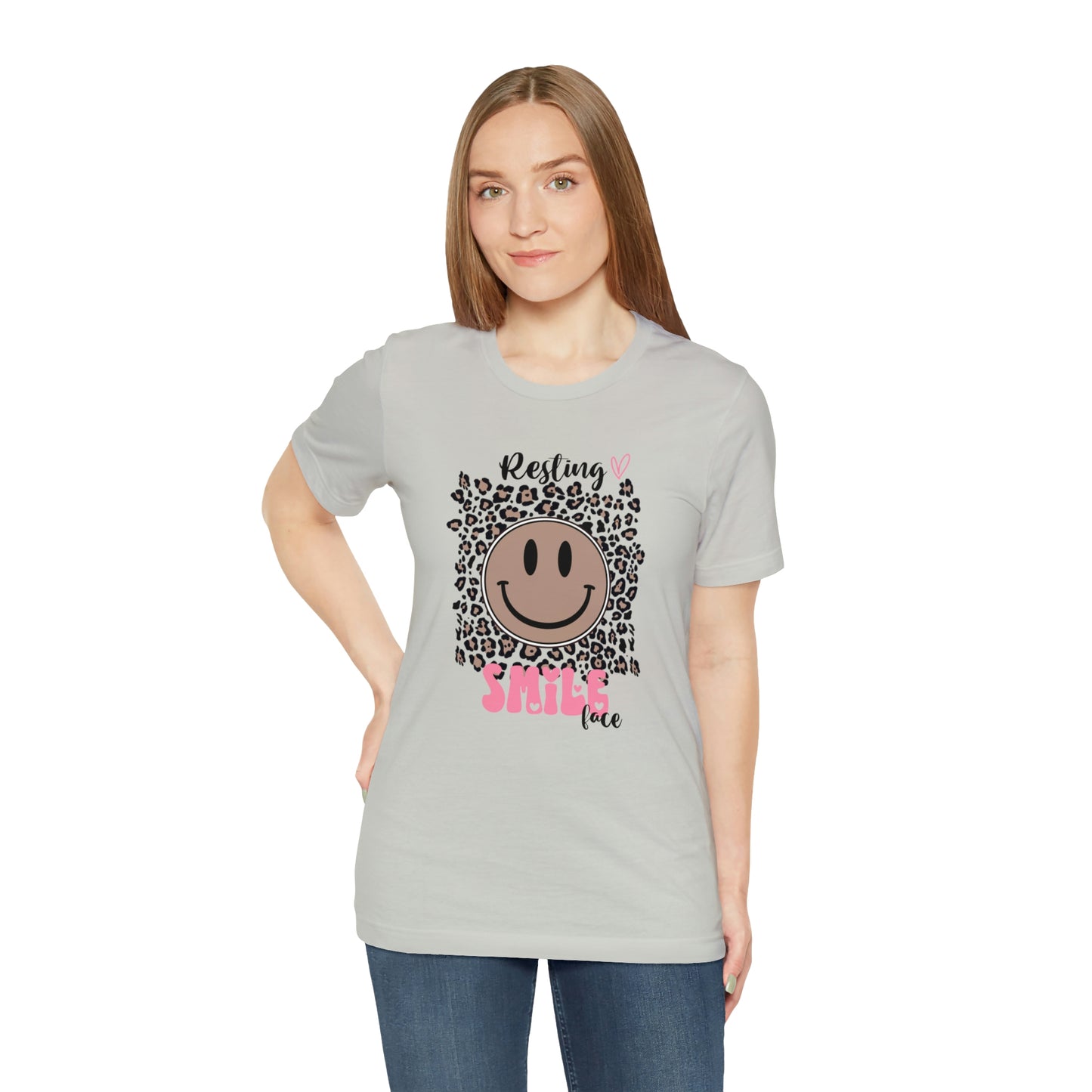 Resting Smile Face Print Jersey Short Sleeve Tee