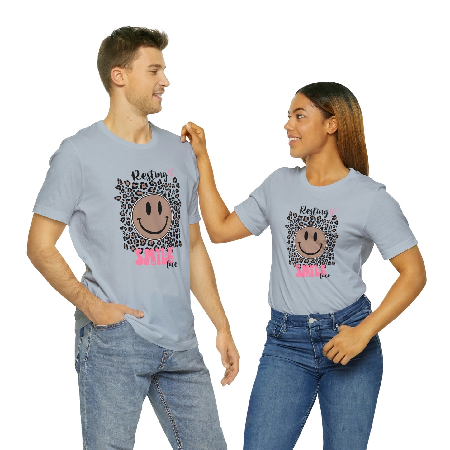Resting Smile Face Print Jersey Short Sleeve Tee