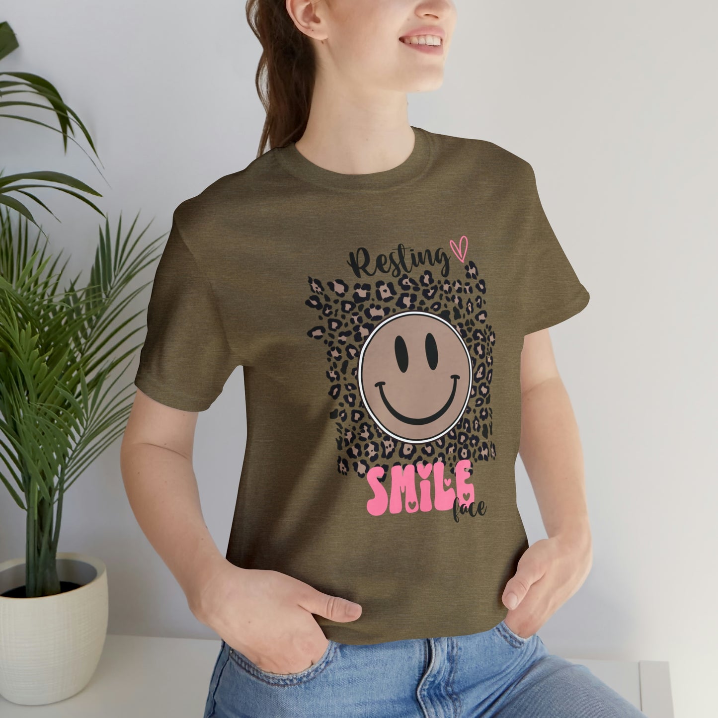 Resting Smile Face Print Jersey Short Sleeve Tee