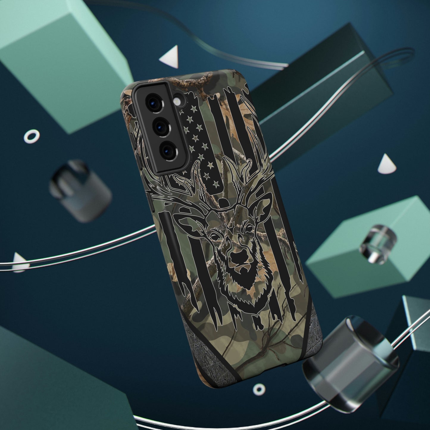 American Flag Deer Print Impact-Resistant Cases