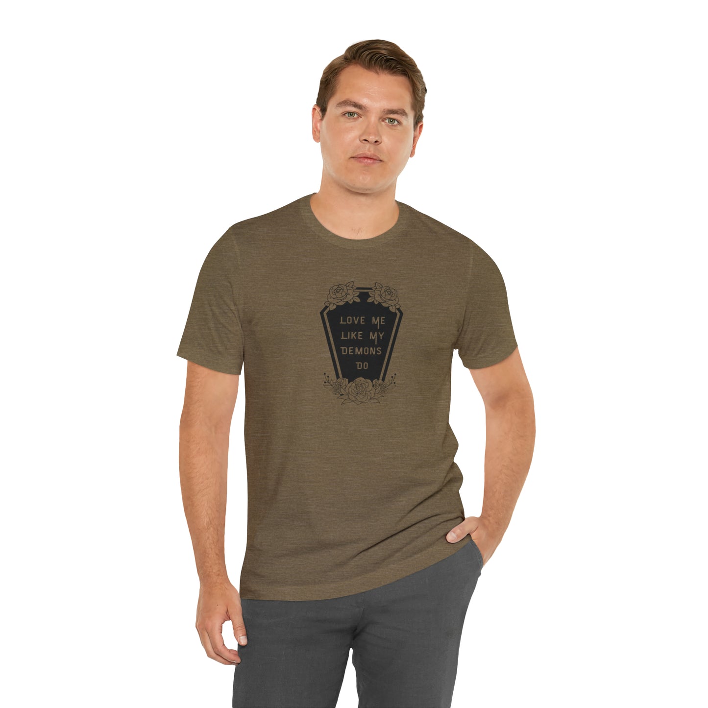 Love Me Like My Demons Do Print Jersey Short Sleeve Tee