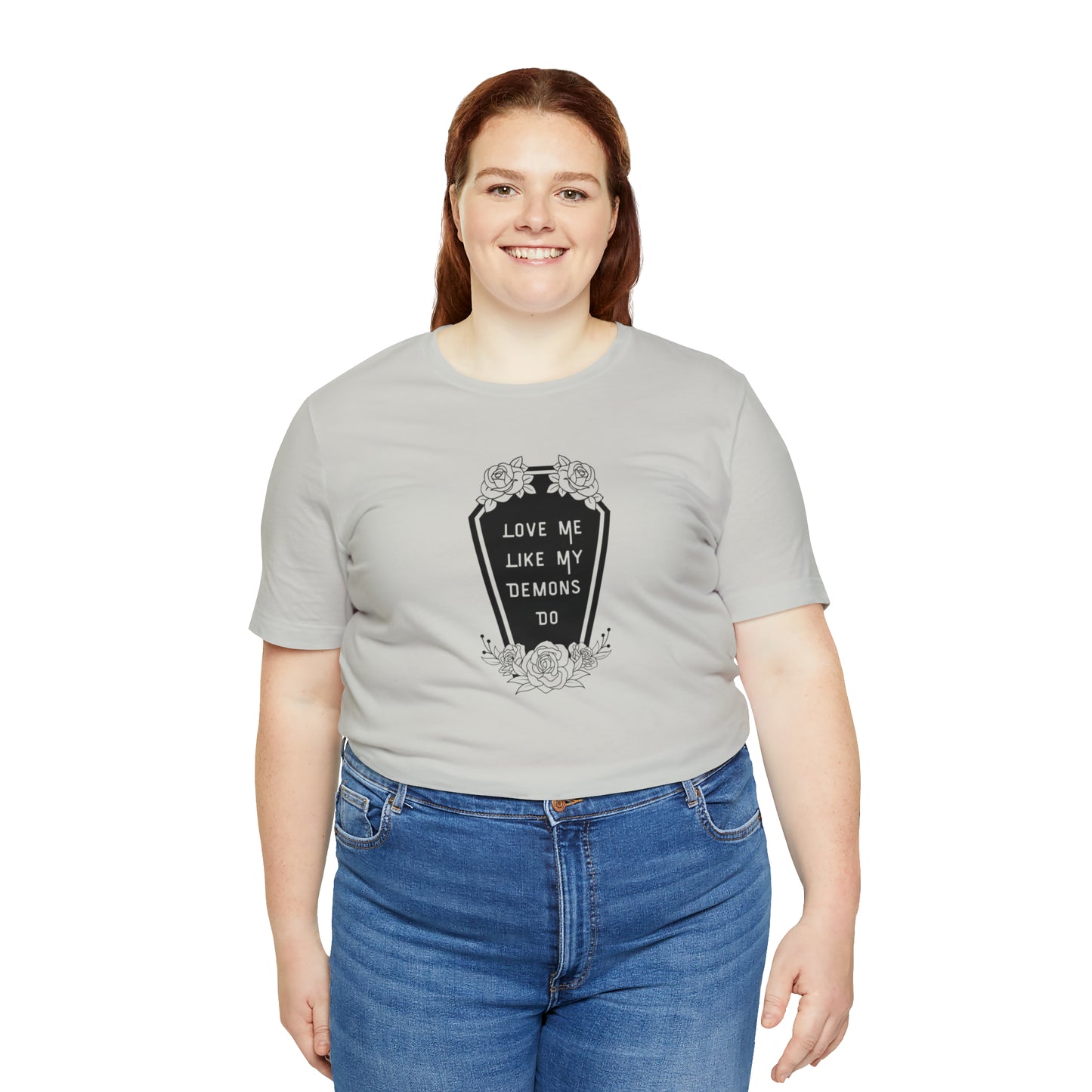 Love Me Like My Demons Do Print Jersey Short Sleeve Tee