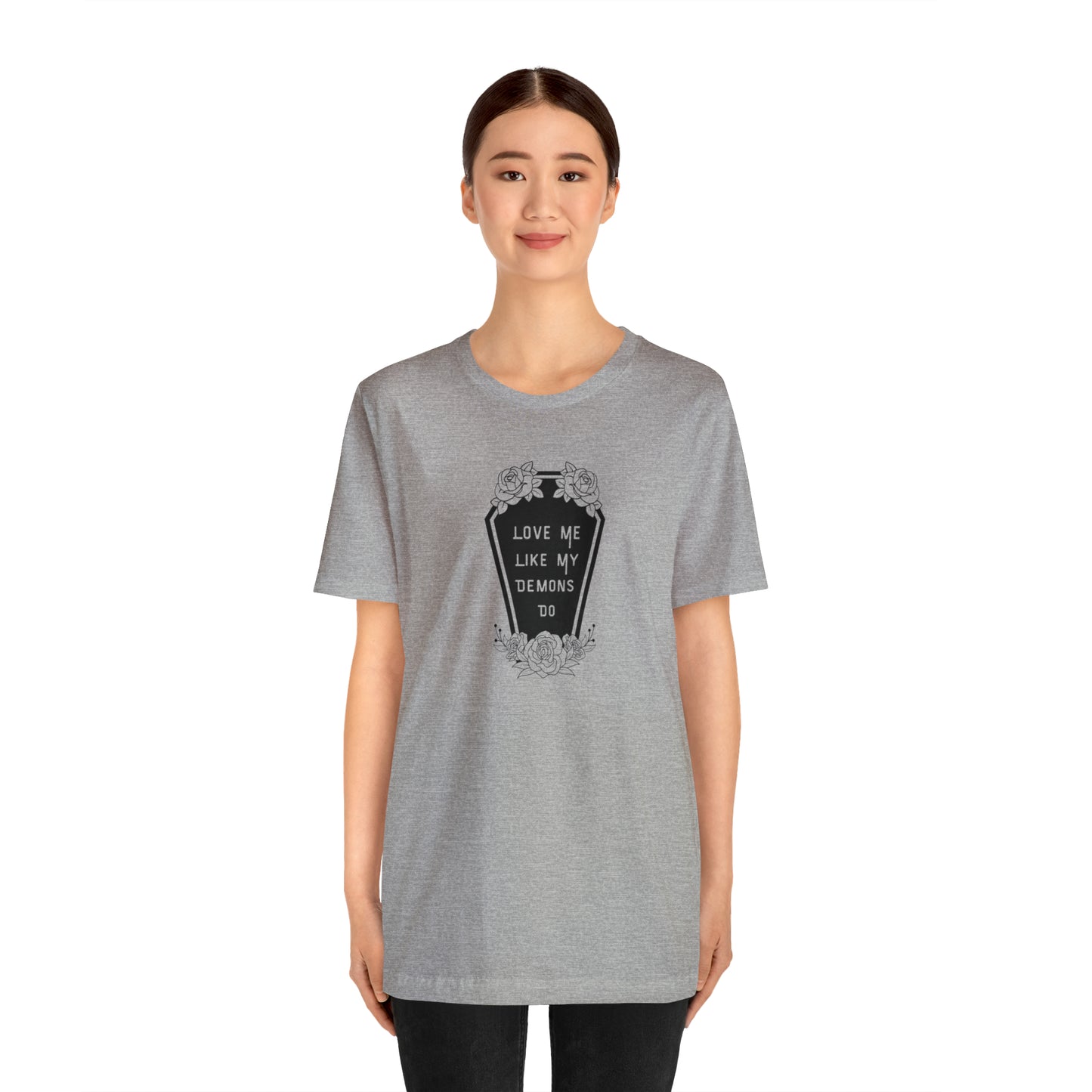 Love Me Like My Demons Do Print Jersey Short Sleeve Tee