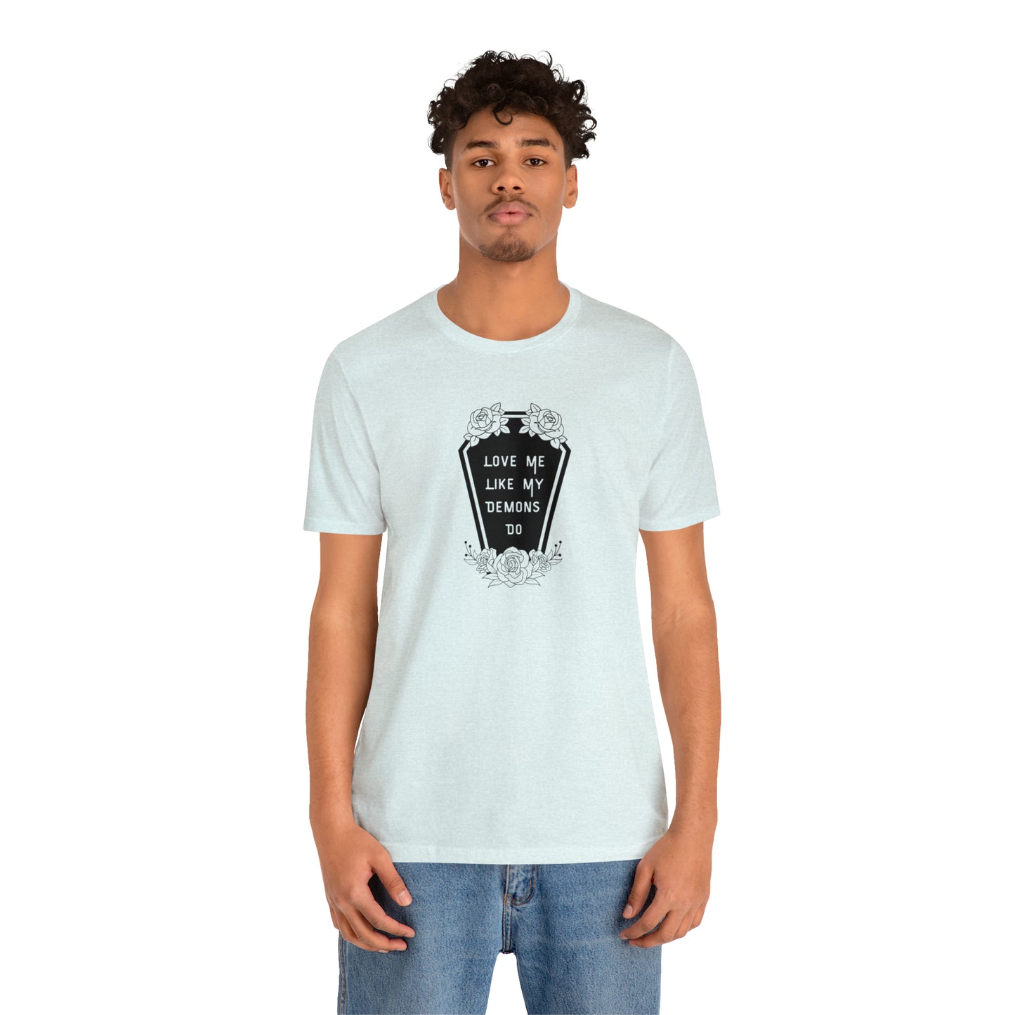 Love Me Like My Demons Do Print Jersey Short Sleeve Tee