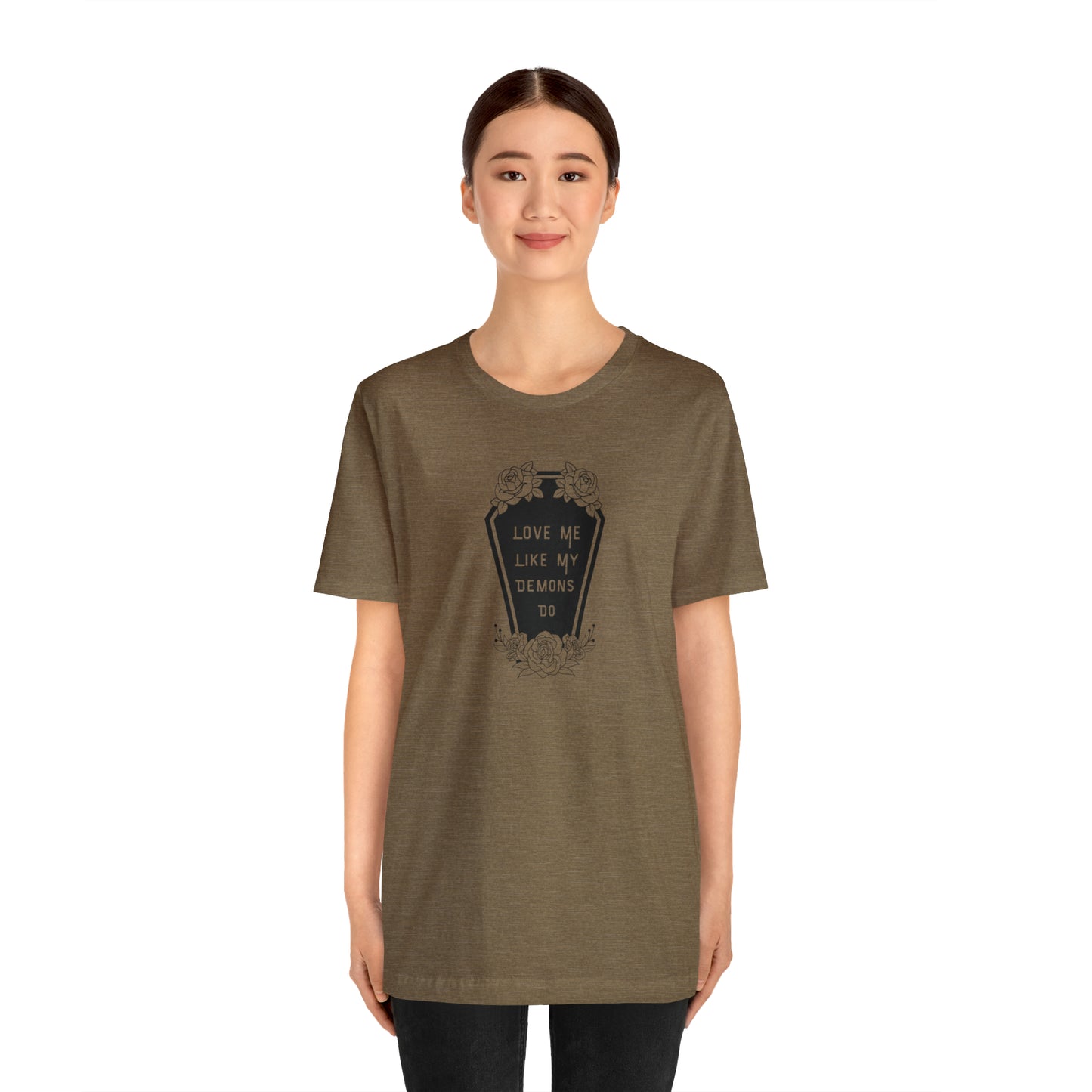 Love Me Like My Demons Do Print Jersey Short Sleeve Tee