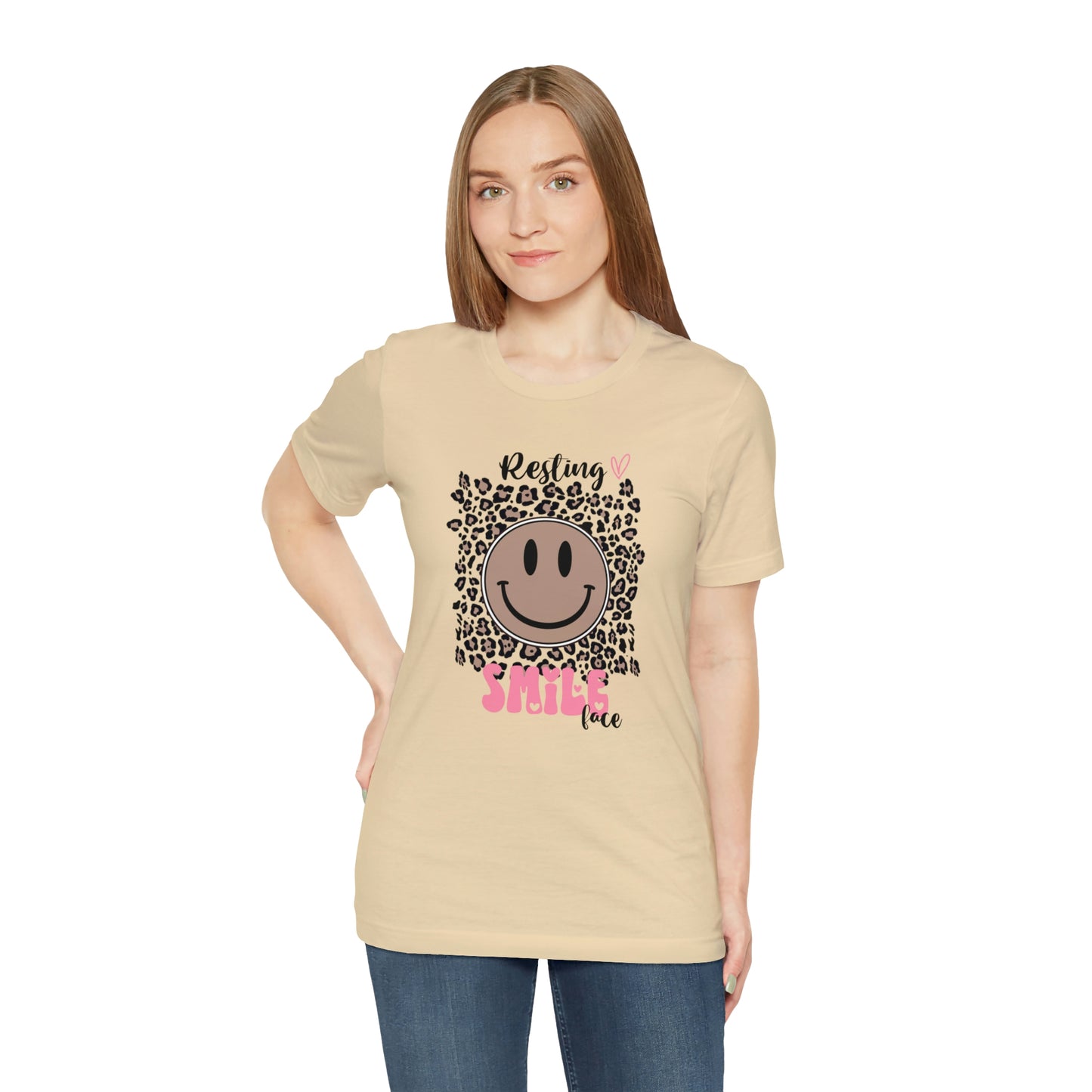 Resting Smile Face Print Jersey Short Sleeve Tee