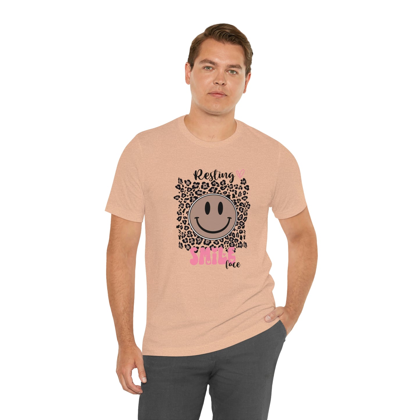 Resting Smile Face Print Jersey Short Sleeve Tee
