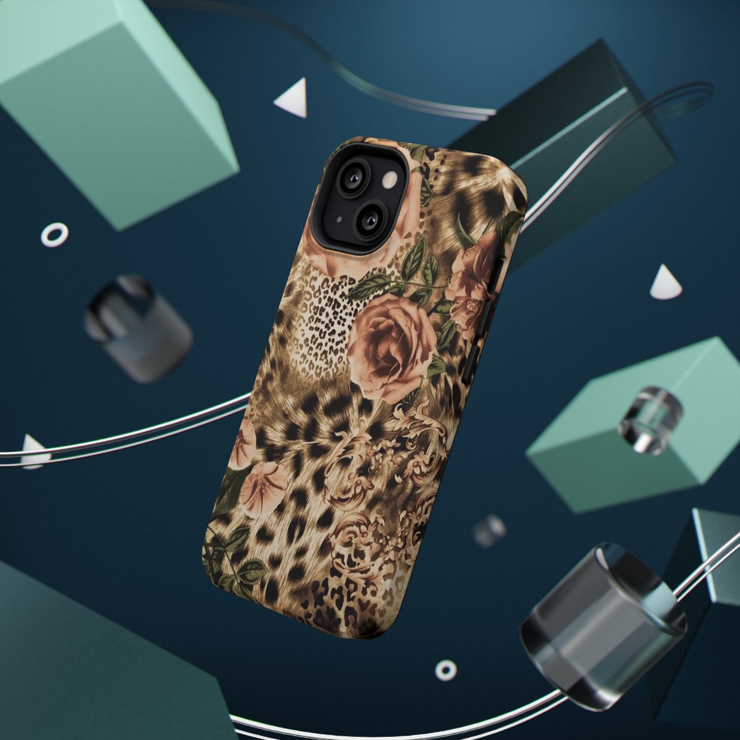 Leopard Rose Print Impact-Resistant Cases