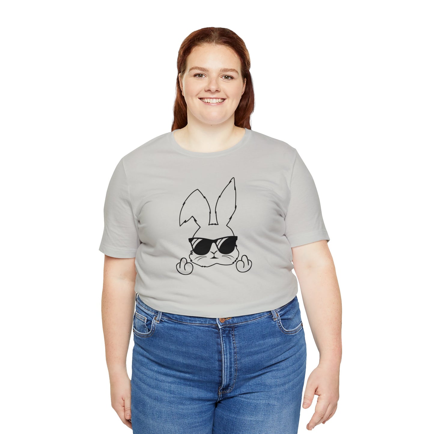 Flipping Bunny Print Jersey Short Sleeve Tee