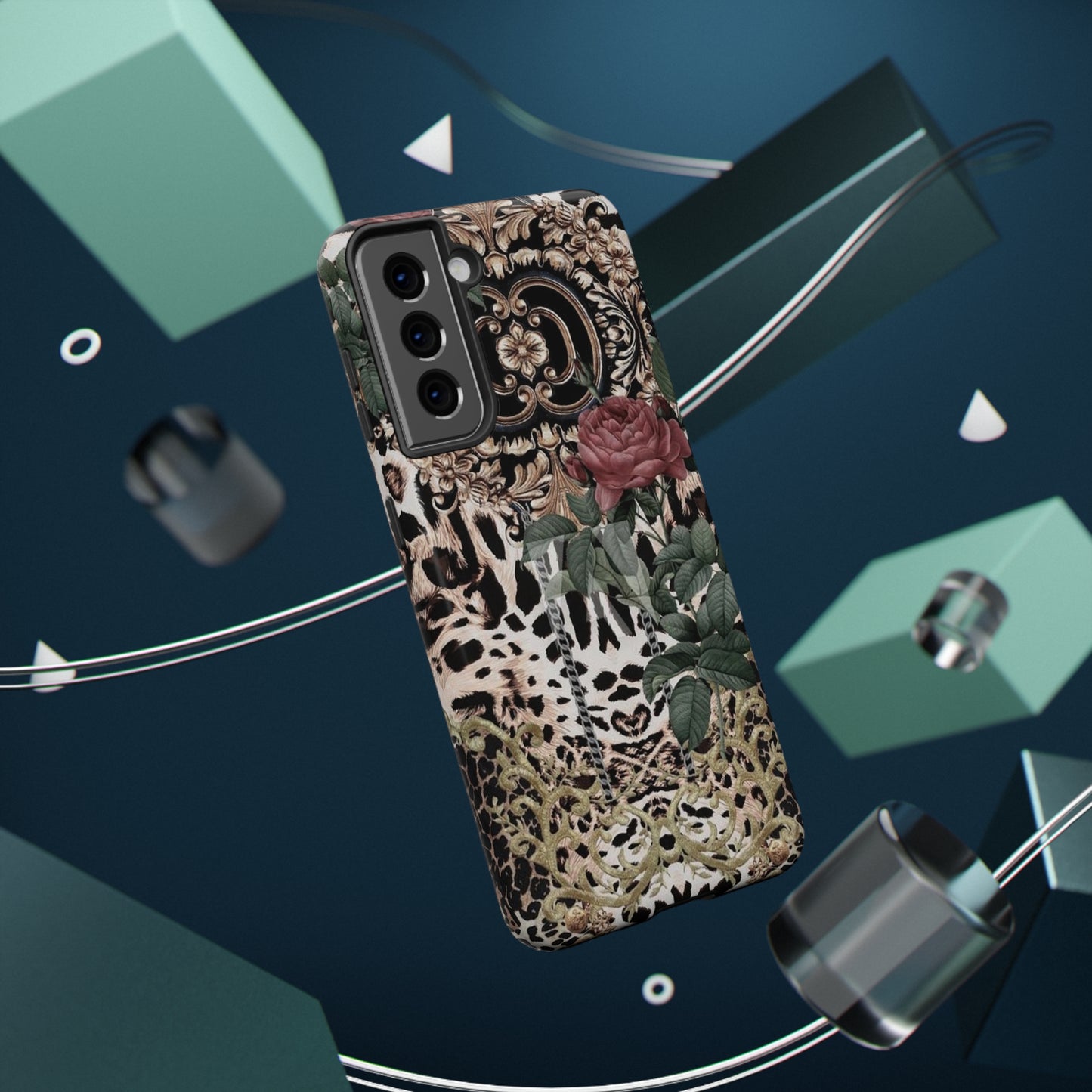 Rose Leopard Print Impact-Resistant Cases