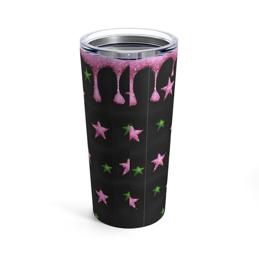 Grinch Season, Multi Colored Sunflower Print, Skinny Steel Tumbler with Straw, 20oz