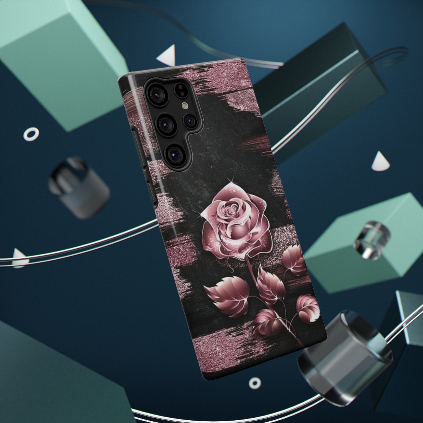 Pink Rose Print Impact-Resistant Cases
