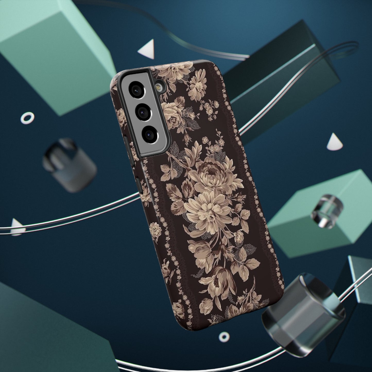 Cream Flower Print Impact-Resistant Cases
